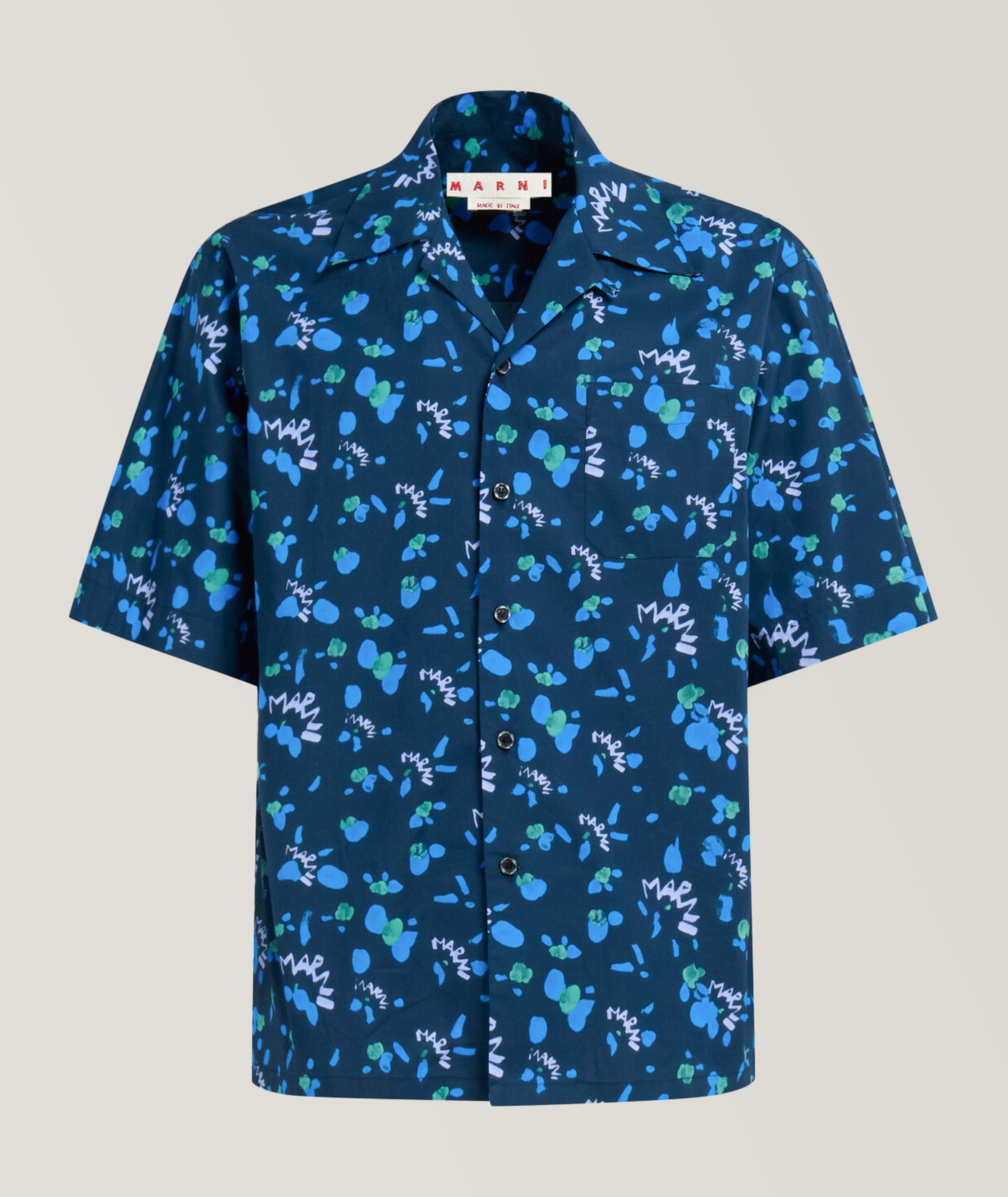 Allover Ink Print Cotton Sport Shirt image 0