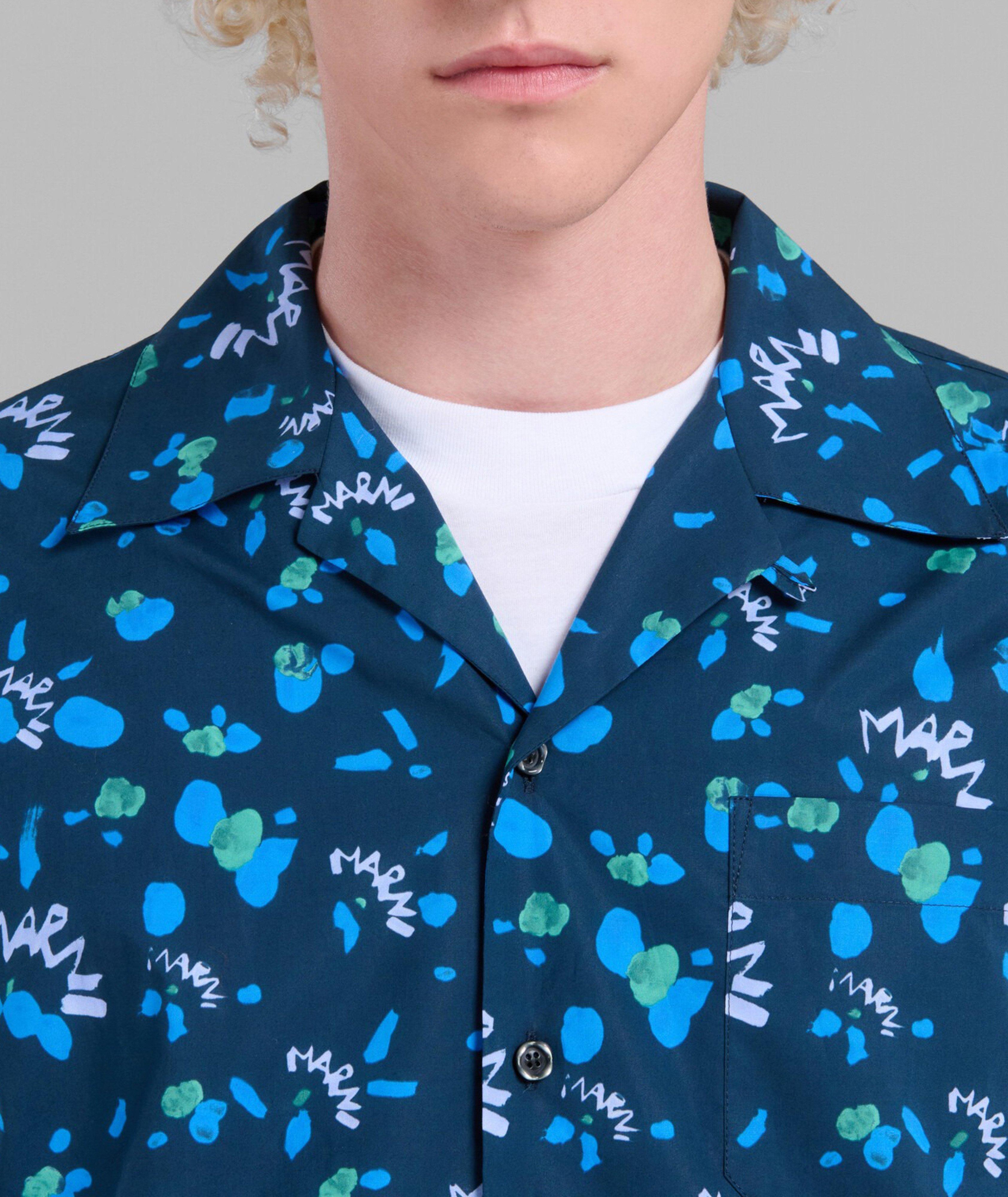 Allover Ink Print Cotton Sport Shirt image 3