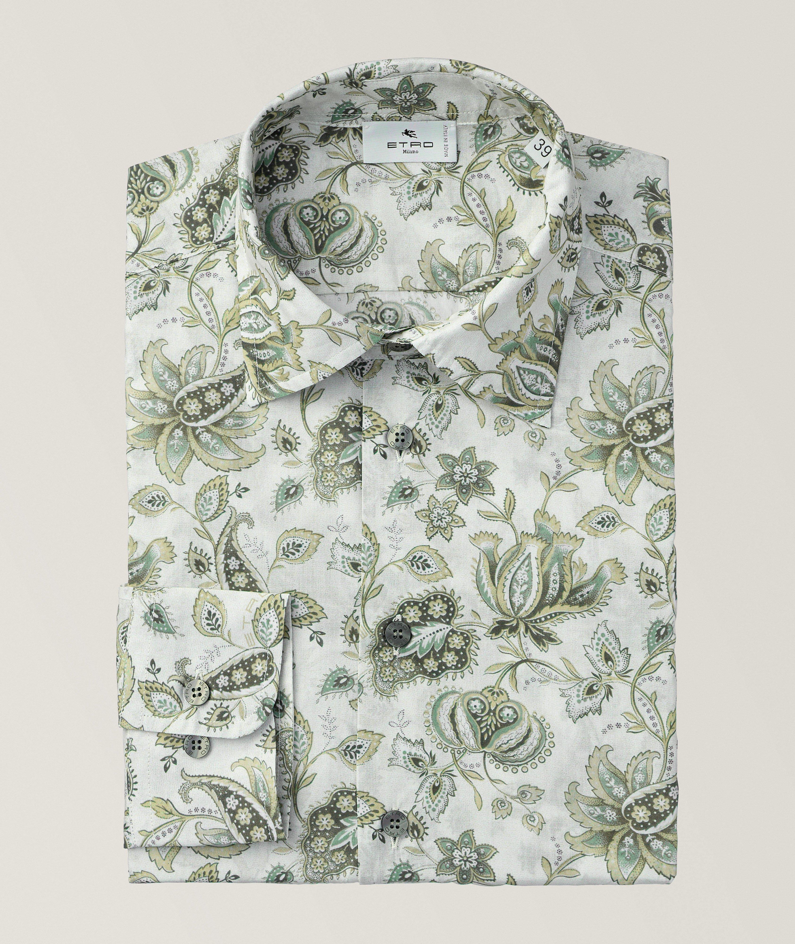 Etro Chemise Décontractée En Coton À Motif Paisley En Blanc , Taille Homme 16.5