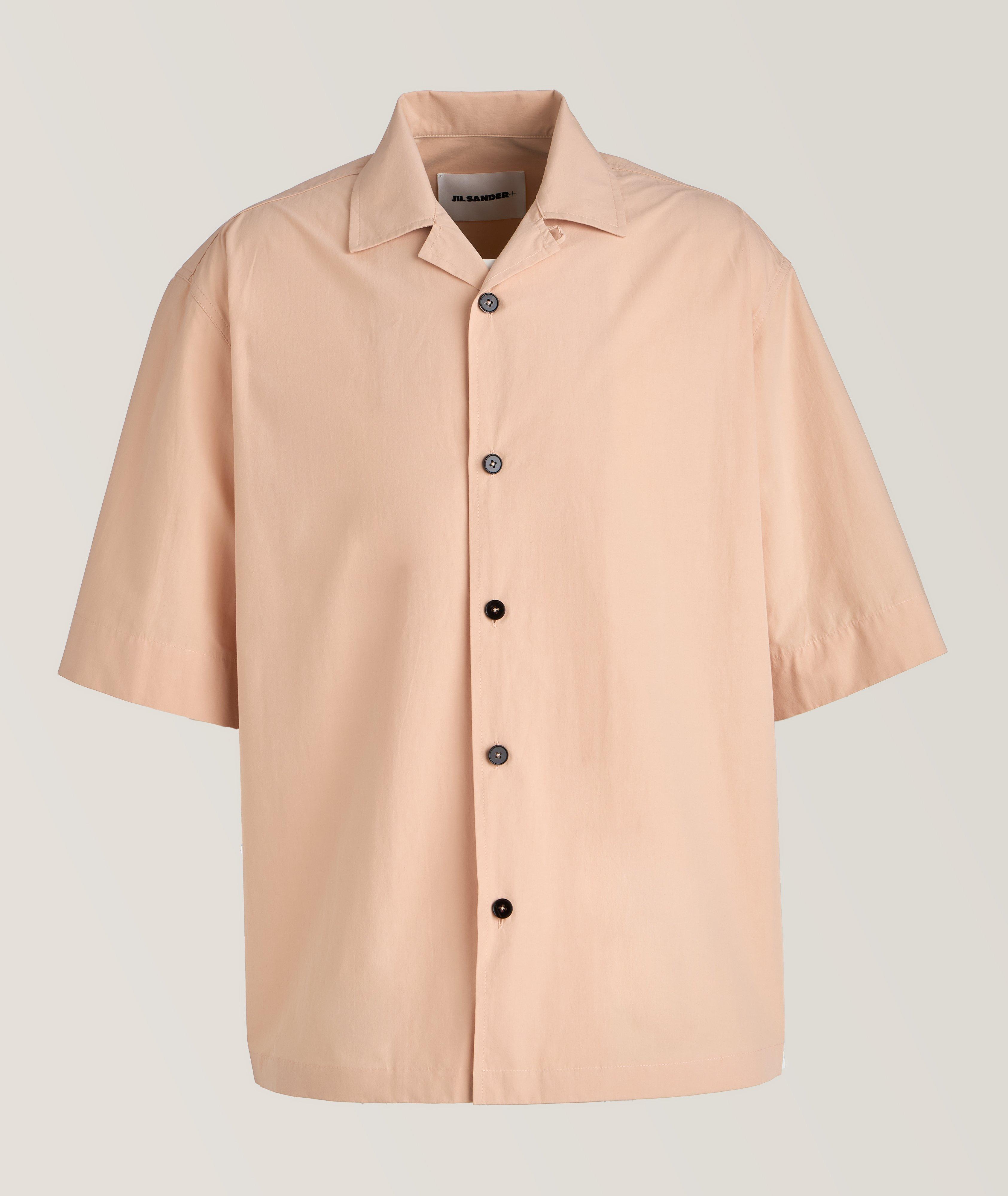 Jil Sander Cotton Camp Shirt In Pink , Men's Size 46