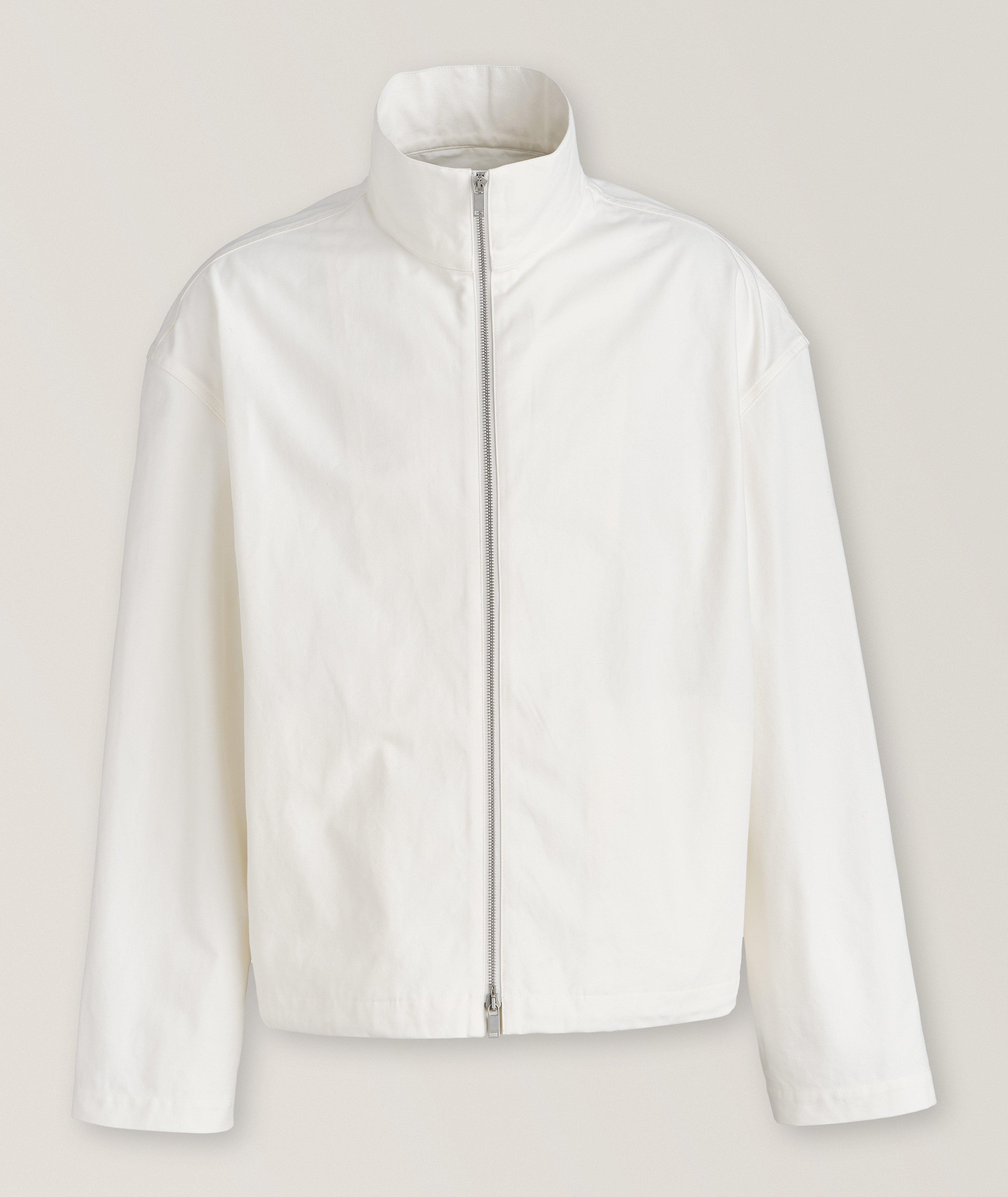 Jil Sander Leather Back Patch Blouson In White , Men's Size XL