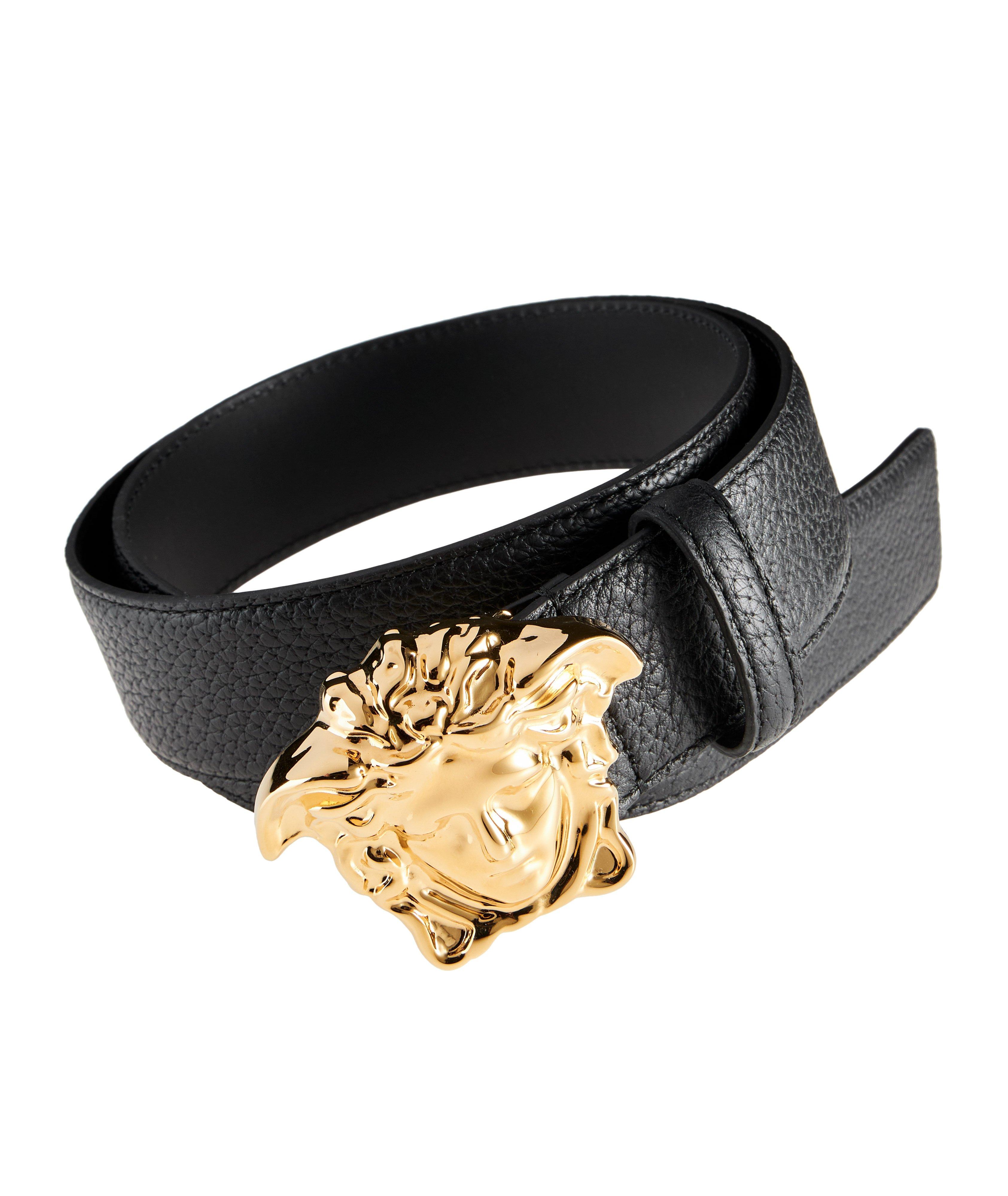 Medusa Buckle Pebbled Leather Belt image 0