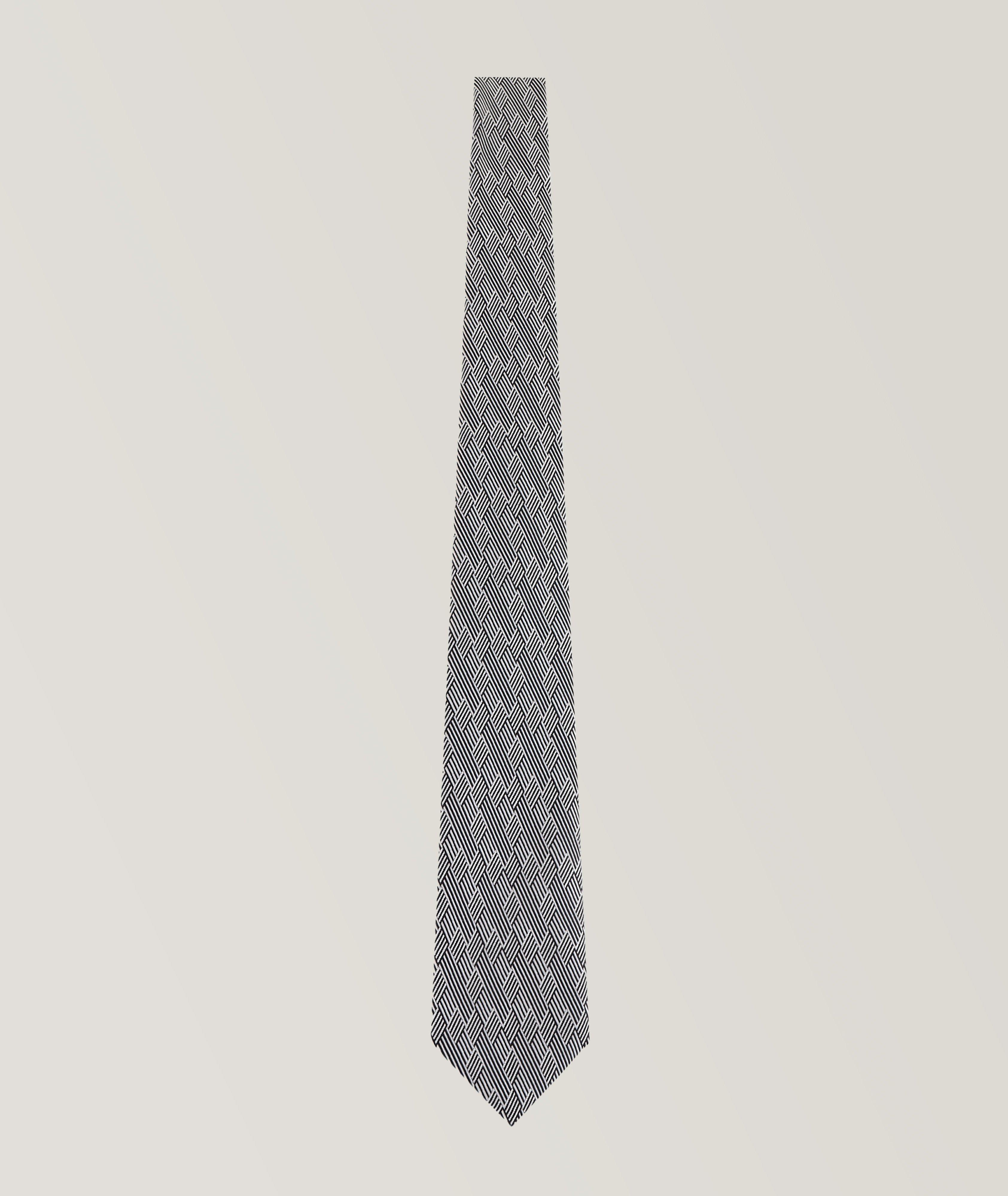 Jacquard Op-Art Motif Silk Tie