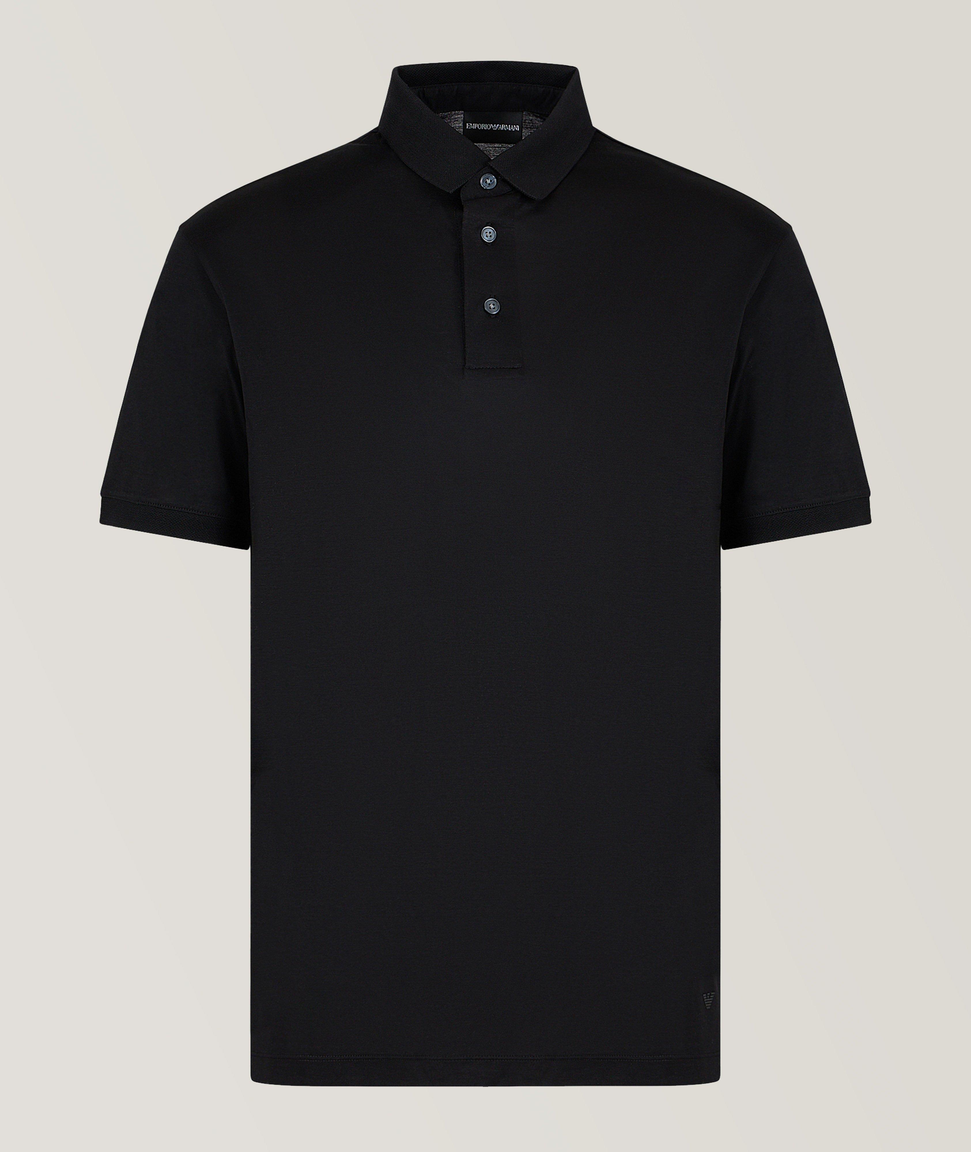 Emporio Armani Polo En Lyocell Et En Coton En Noir , Taille Homme TTTG