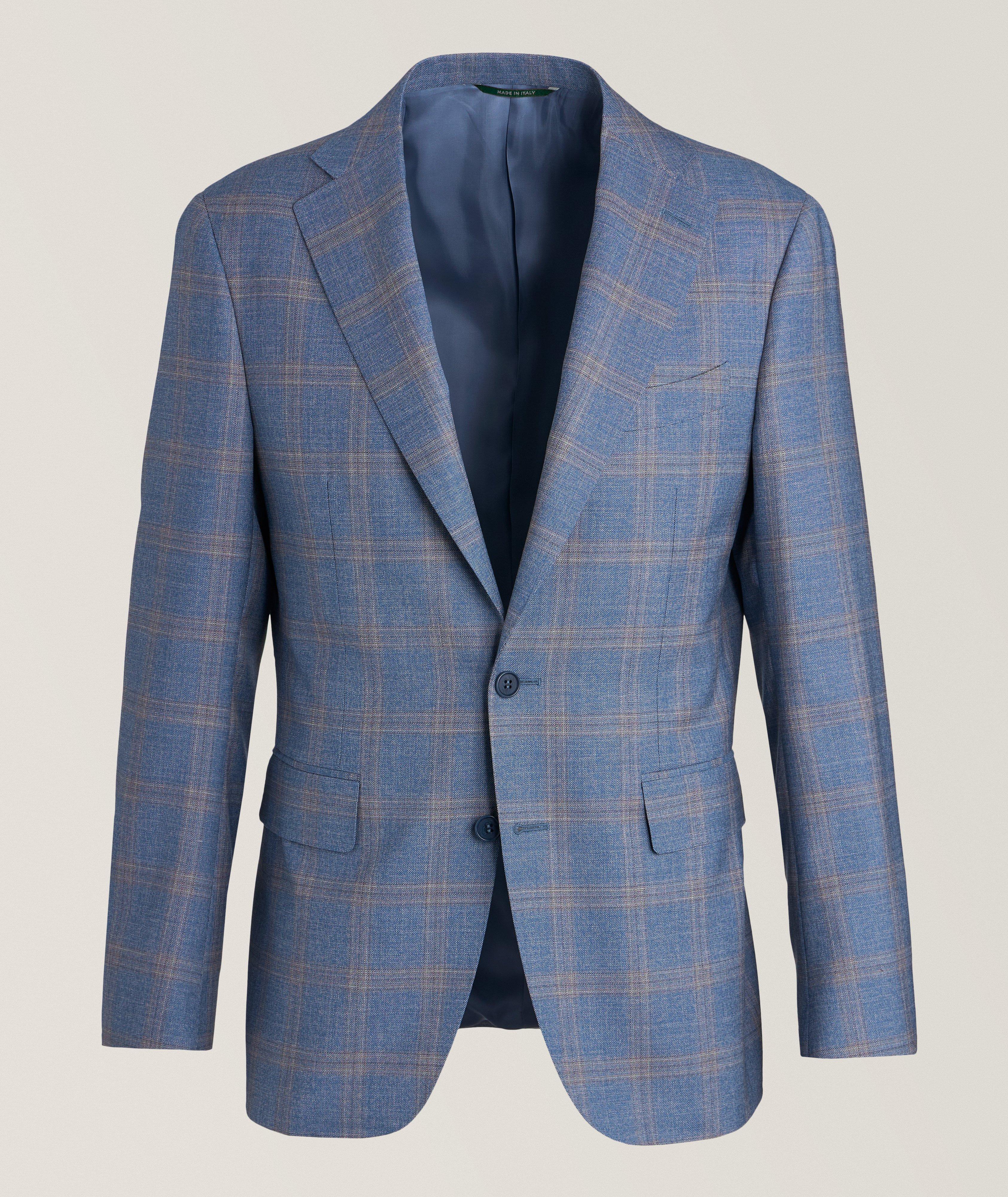 Canali Veston En Laine À Motif Quadrillé En Bleu , Taille Homme 48