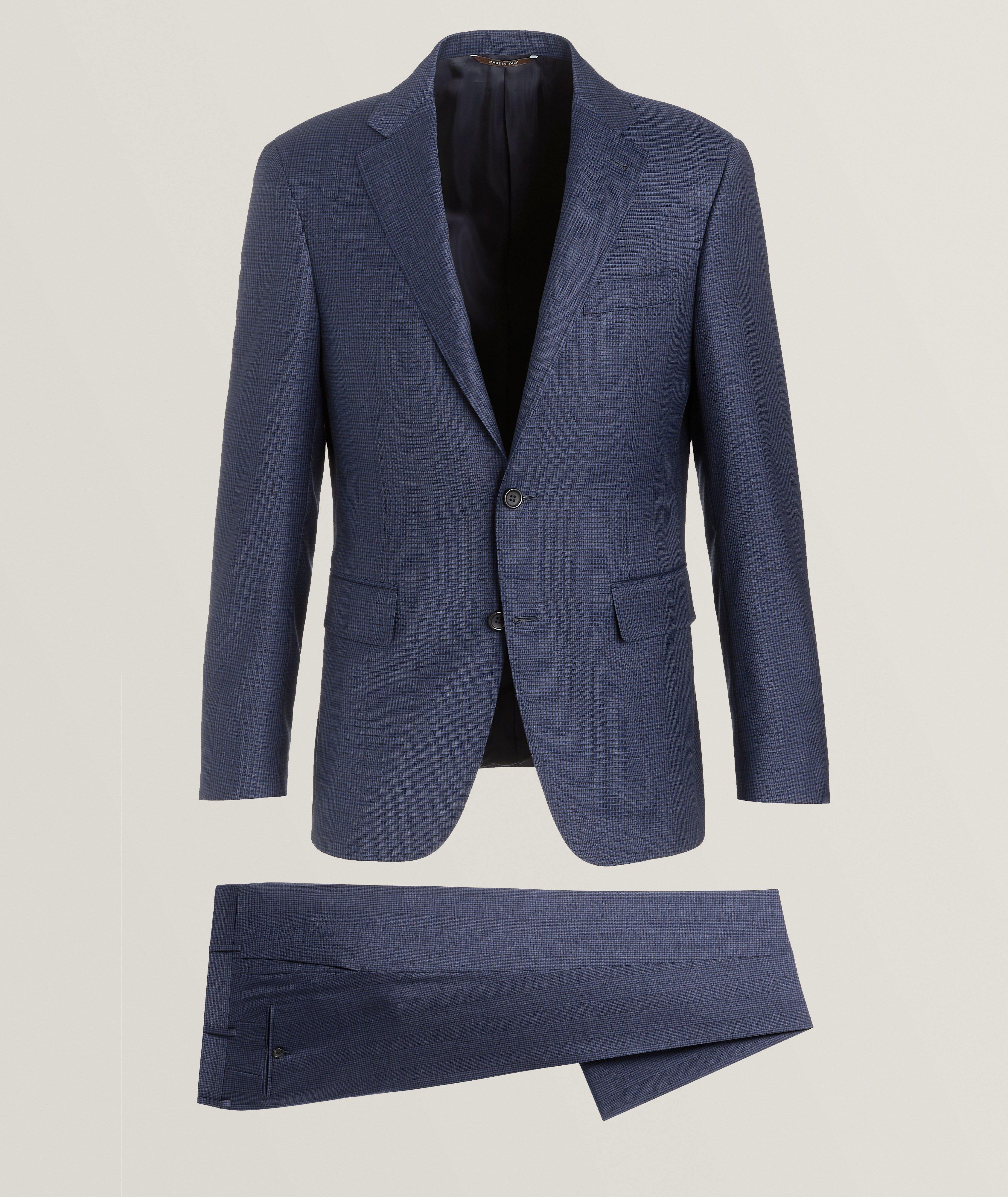 Canali Complet Kei En Laine À Motif Quadrillé En Bleu , Taille Homme 50