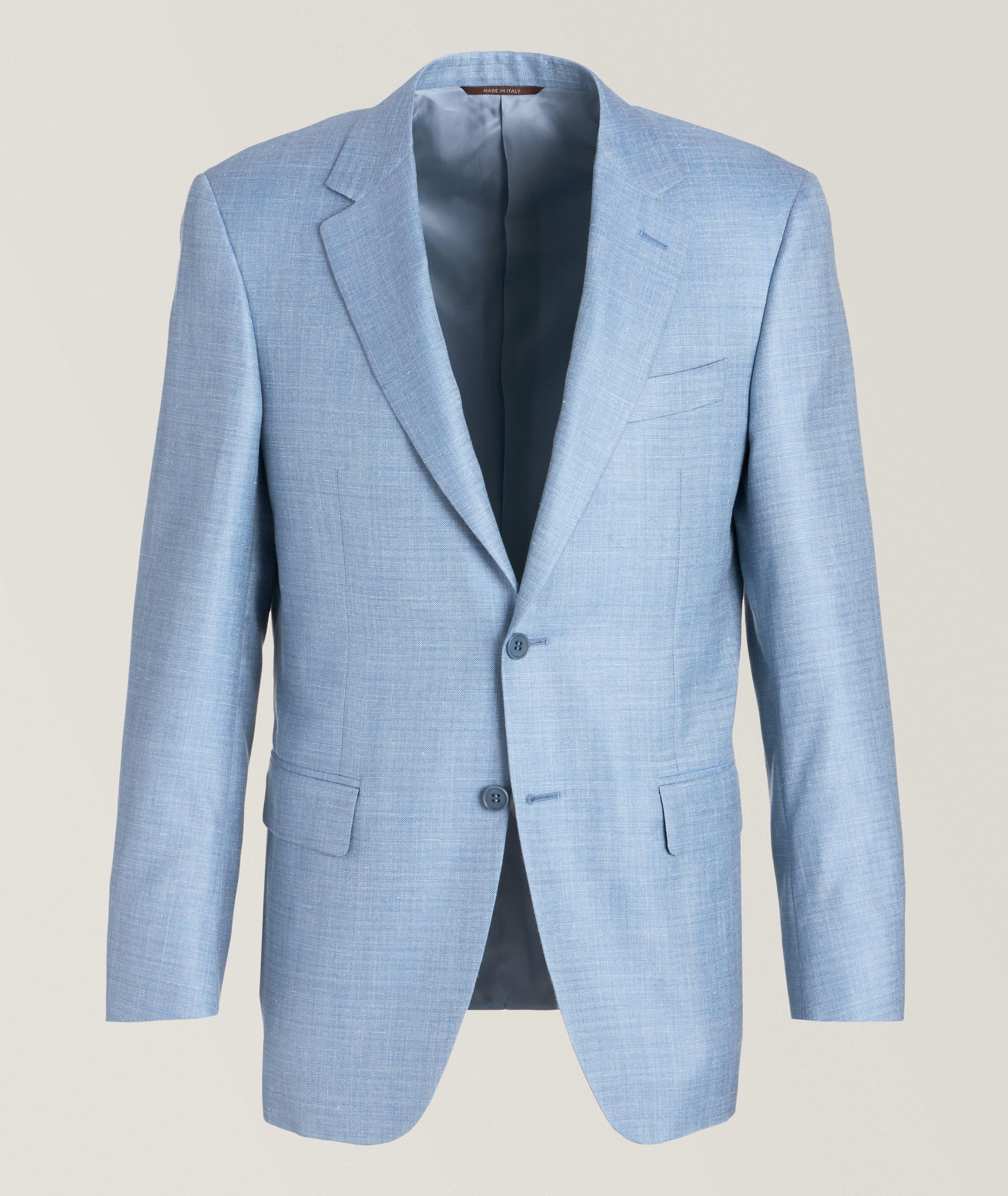 Canali Mélange Wool-Blend Sport Jacket In Blue , Men's Size 46