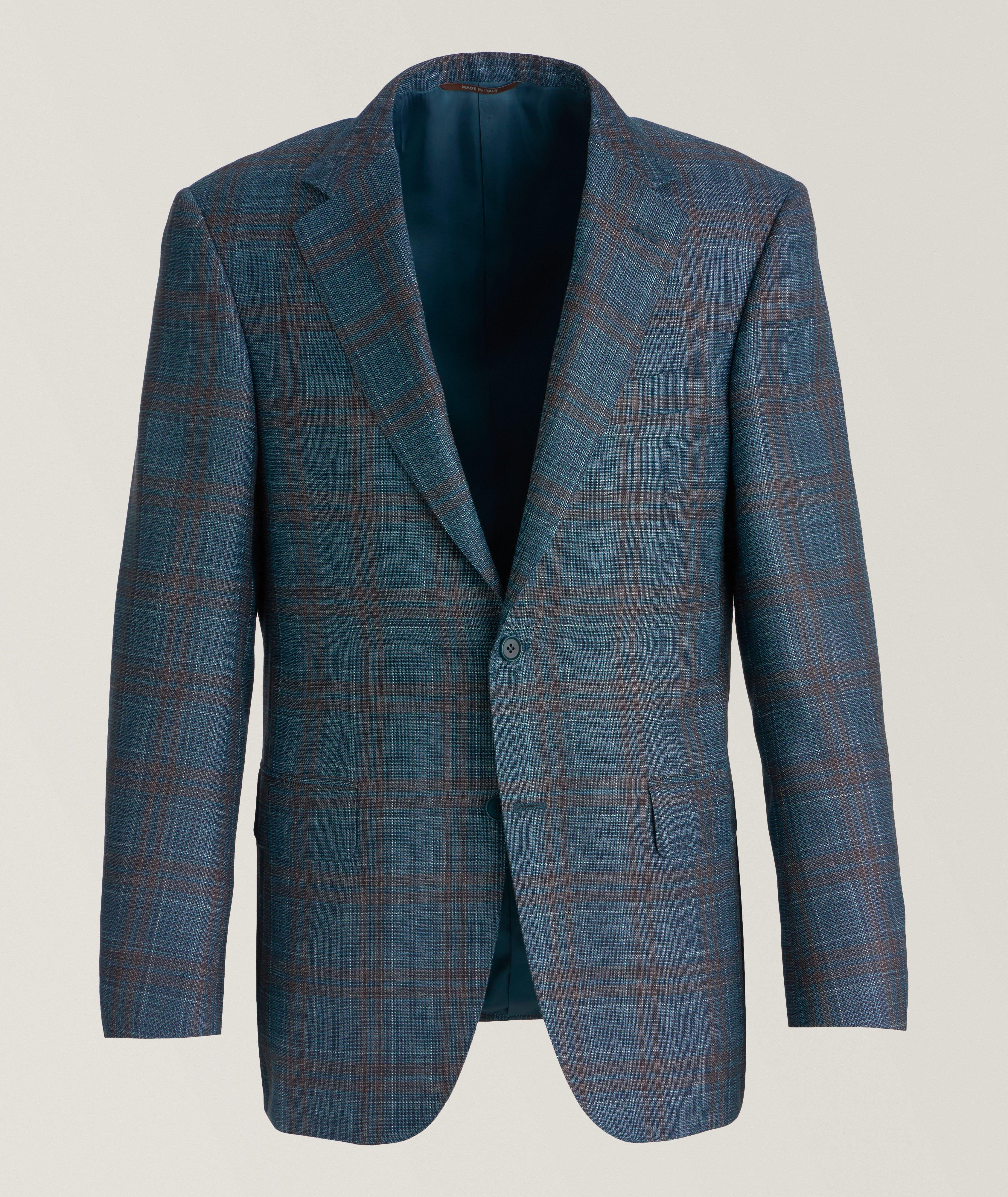 Large Check Wool-Blend Sport Jacket