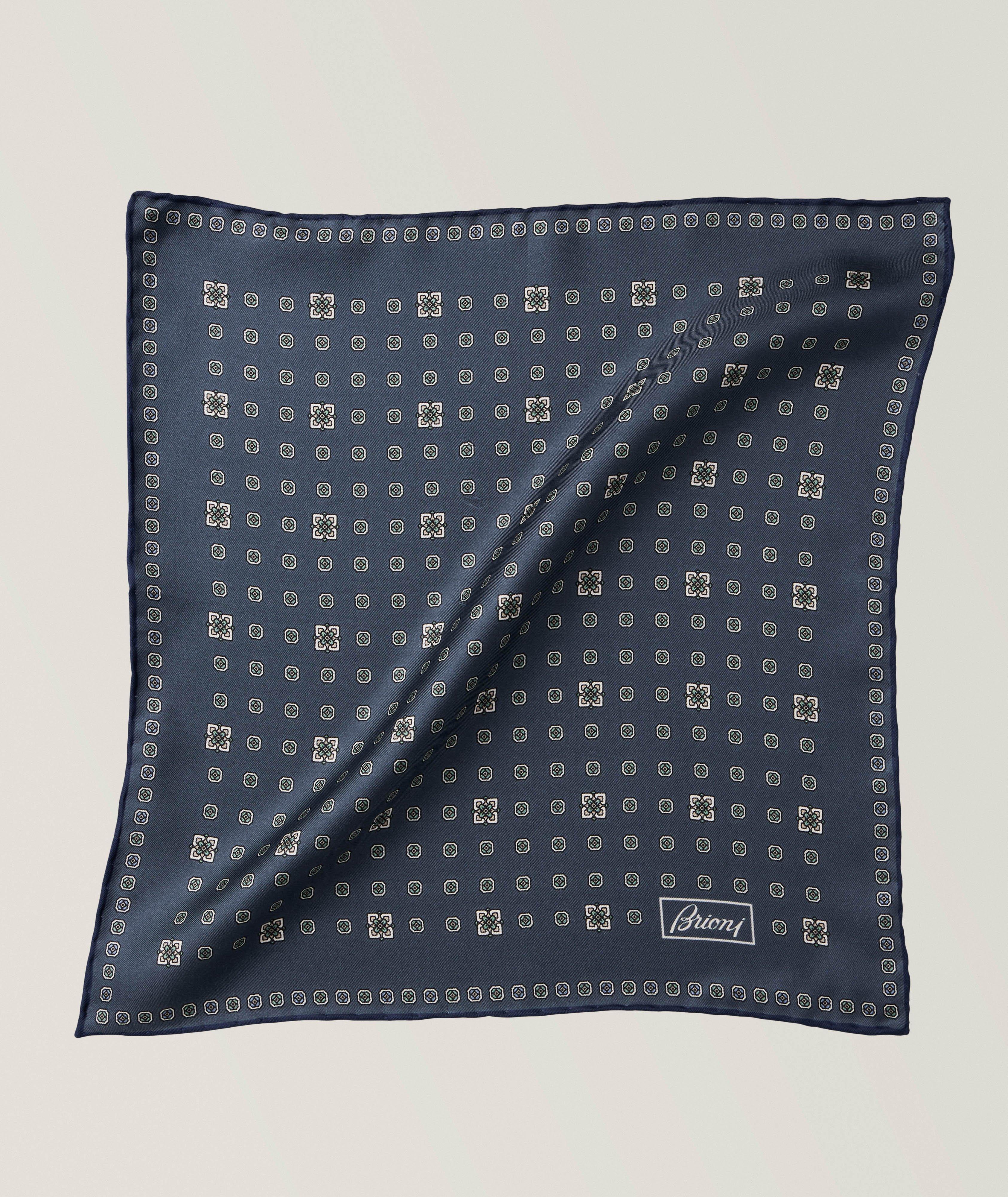 Geometric Medallion Hand Rolled Silk Handkerchief