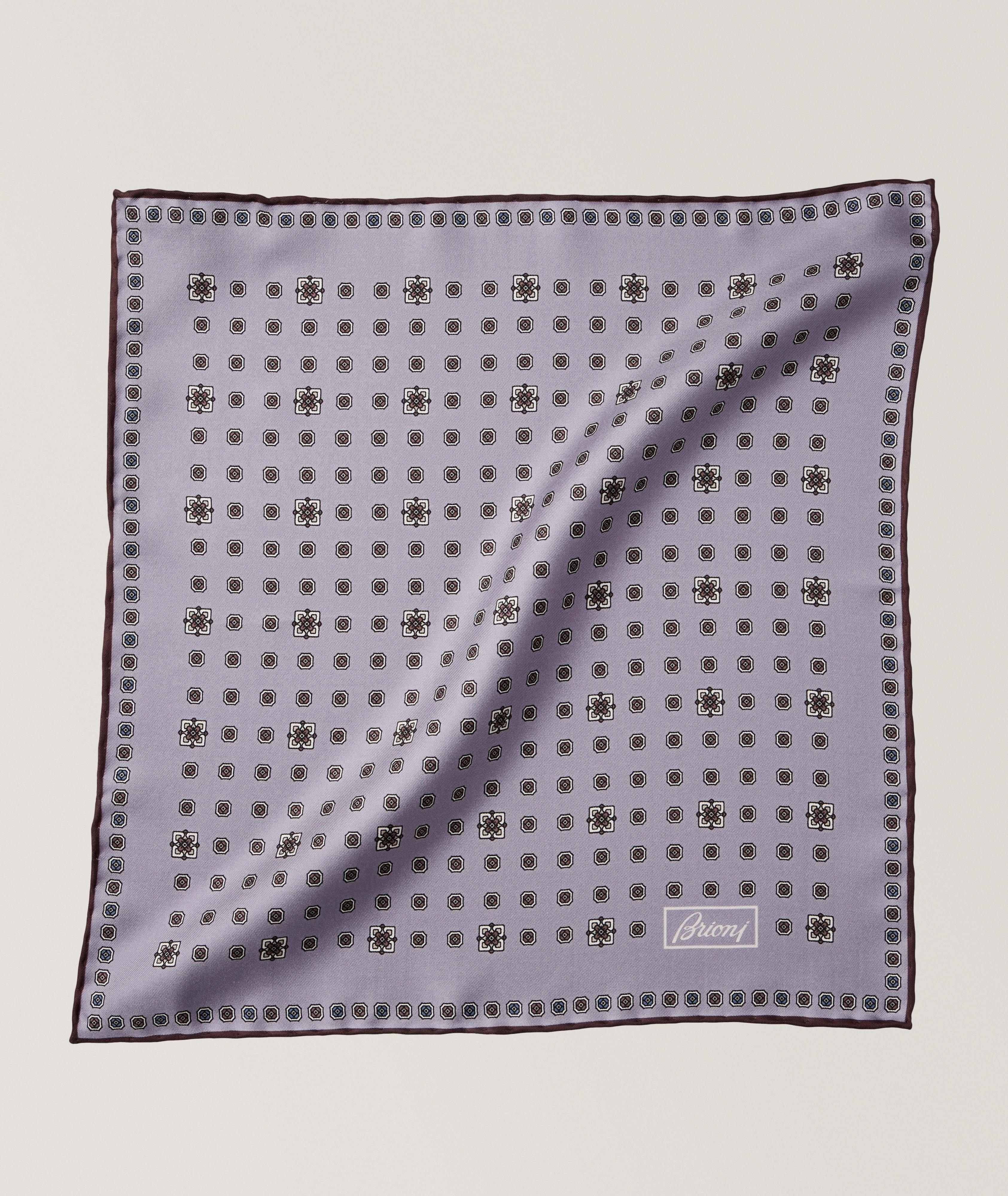 Neat Pattern Hand Rolled Silk Handkerchief