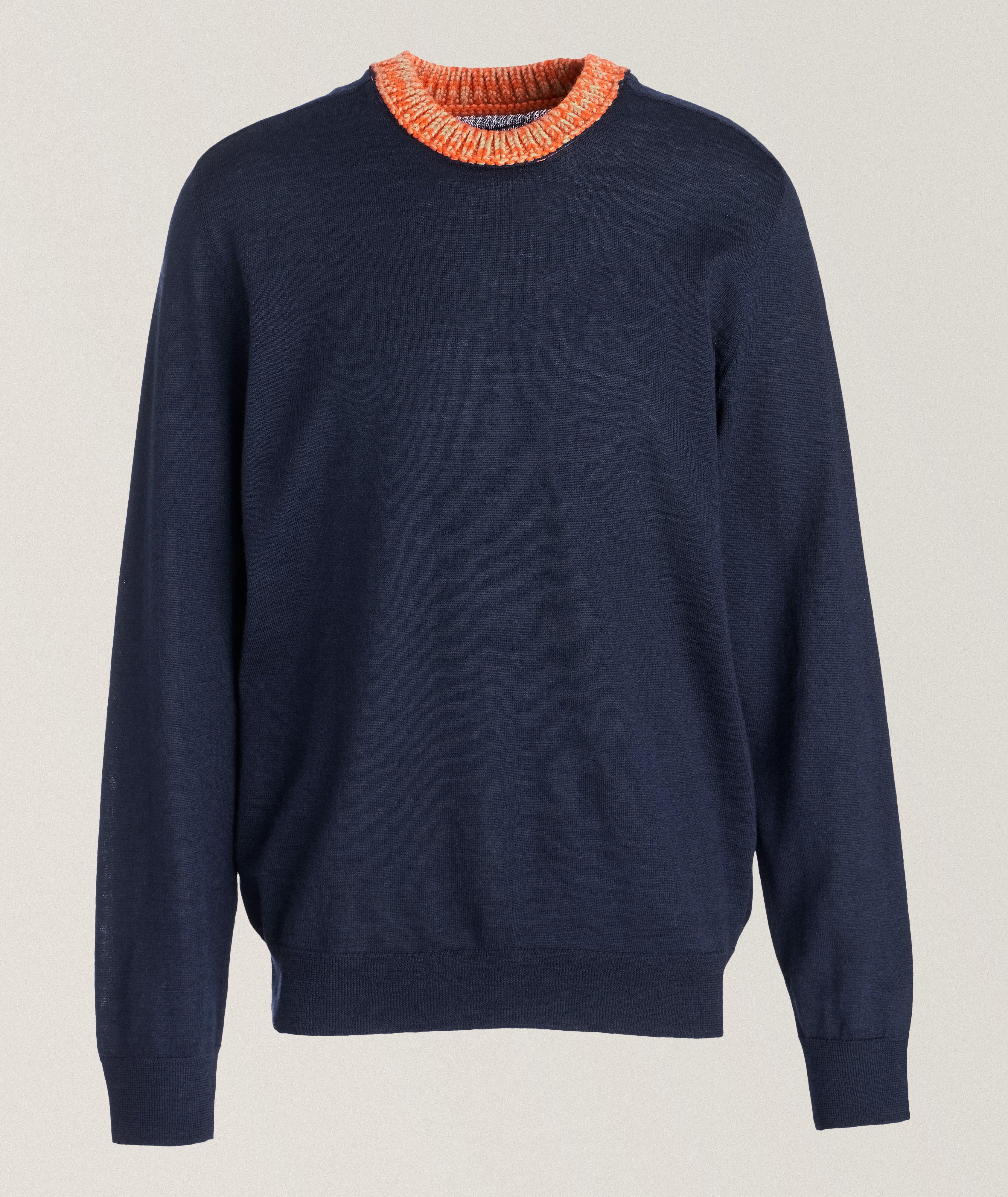 Contrast Weave Collar Wool Sweater image 0