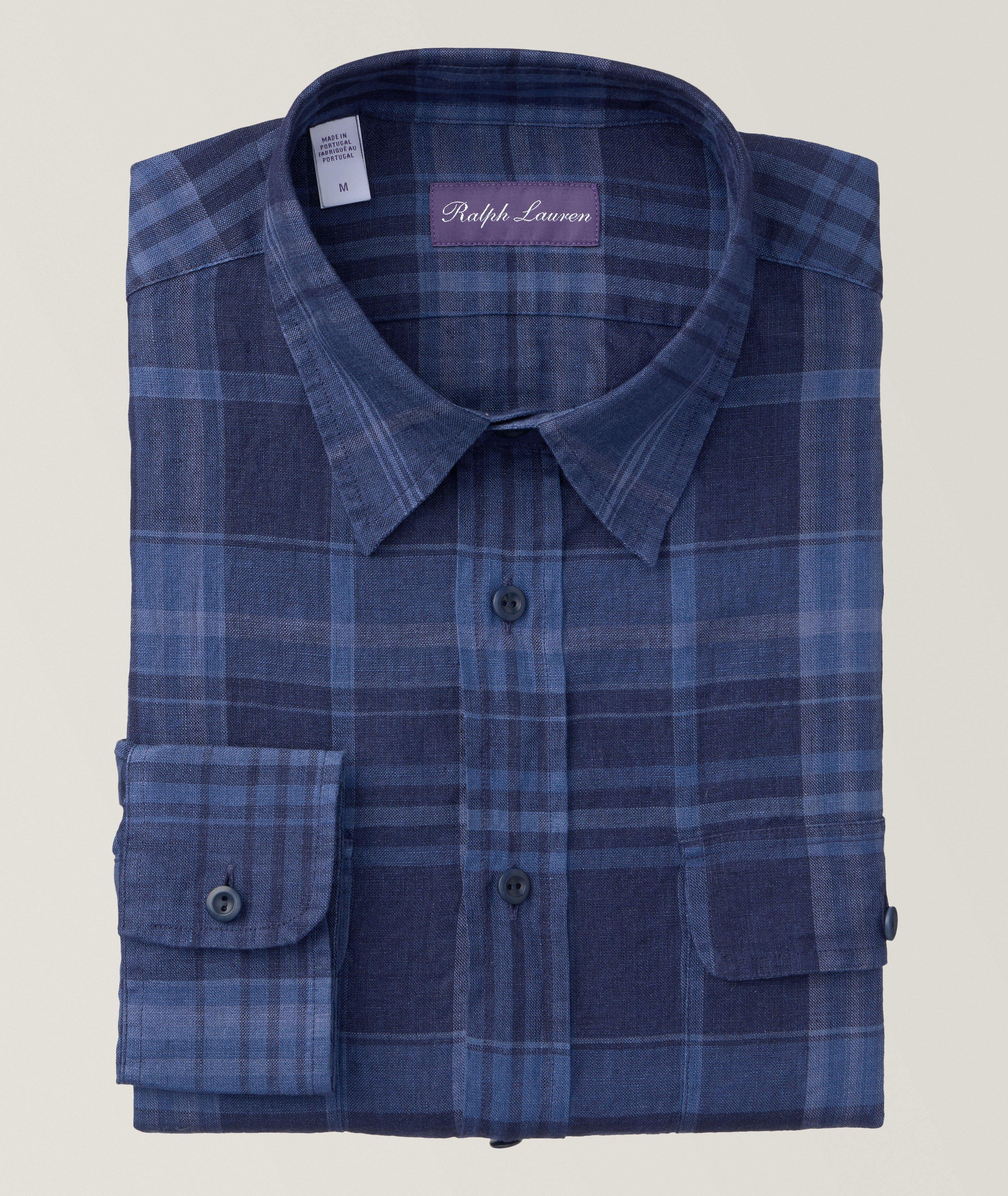 Plaid Linen Sport Shirt image 0