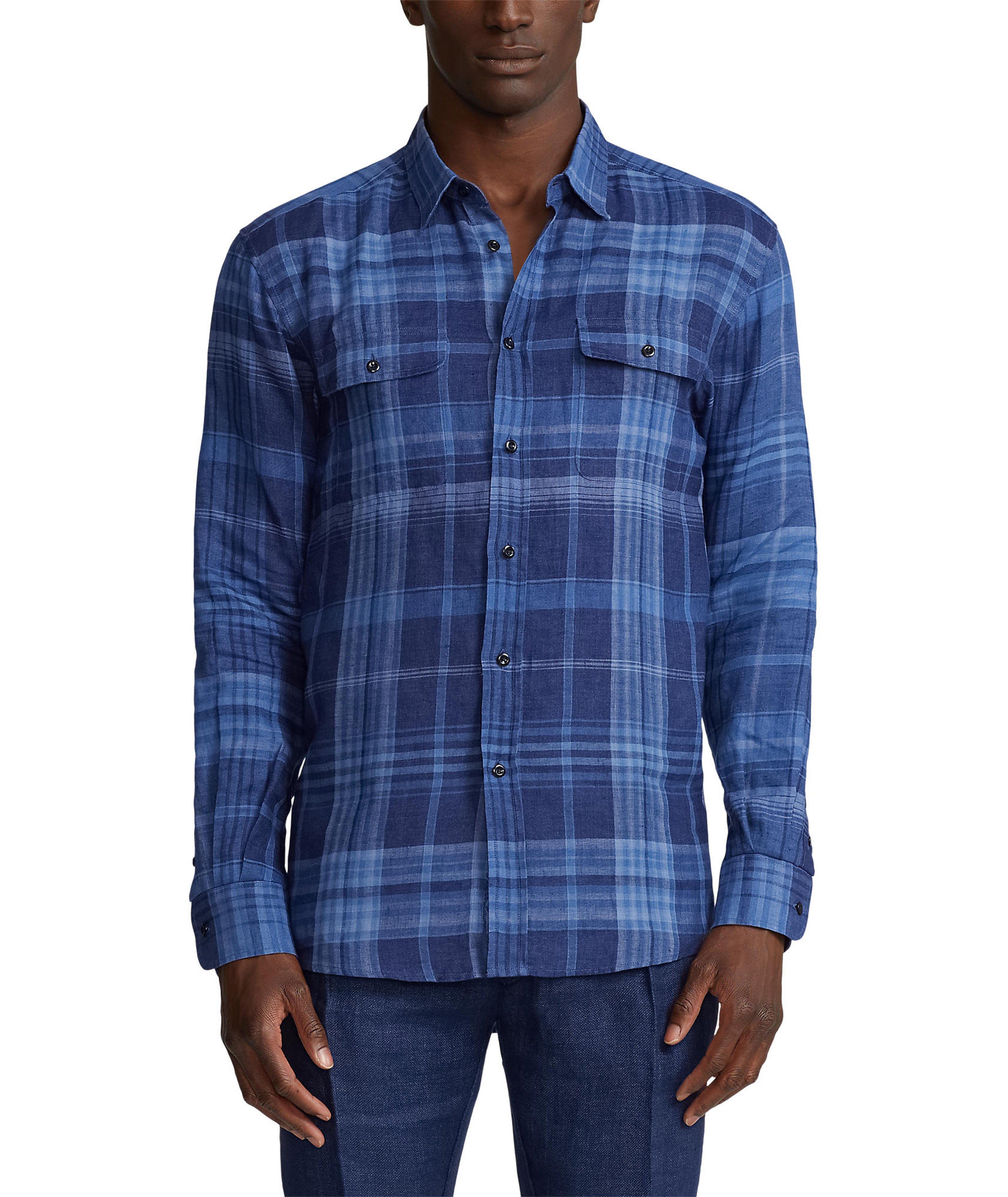 Plaid Linen Sport Shirt image 1