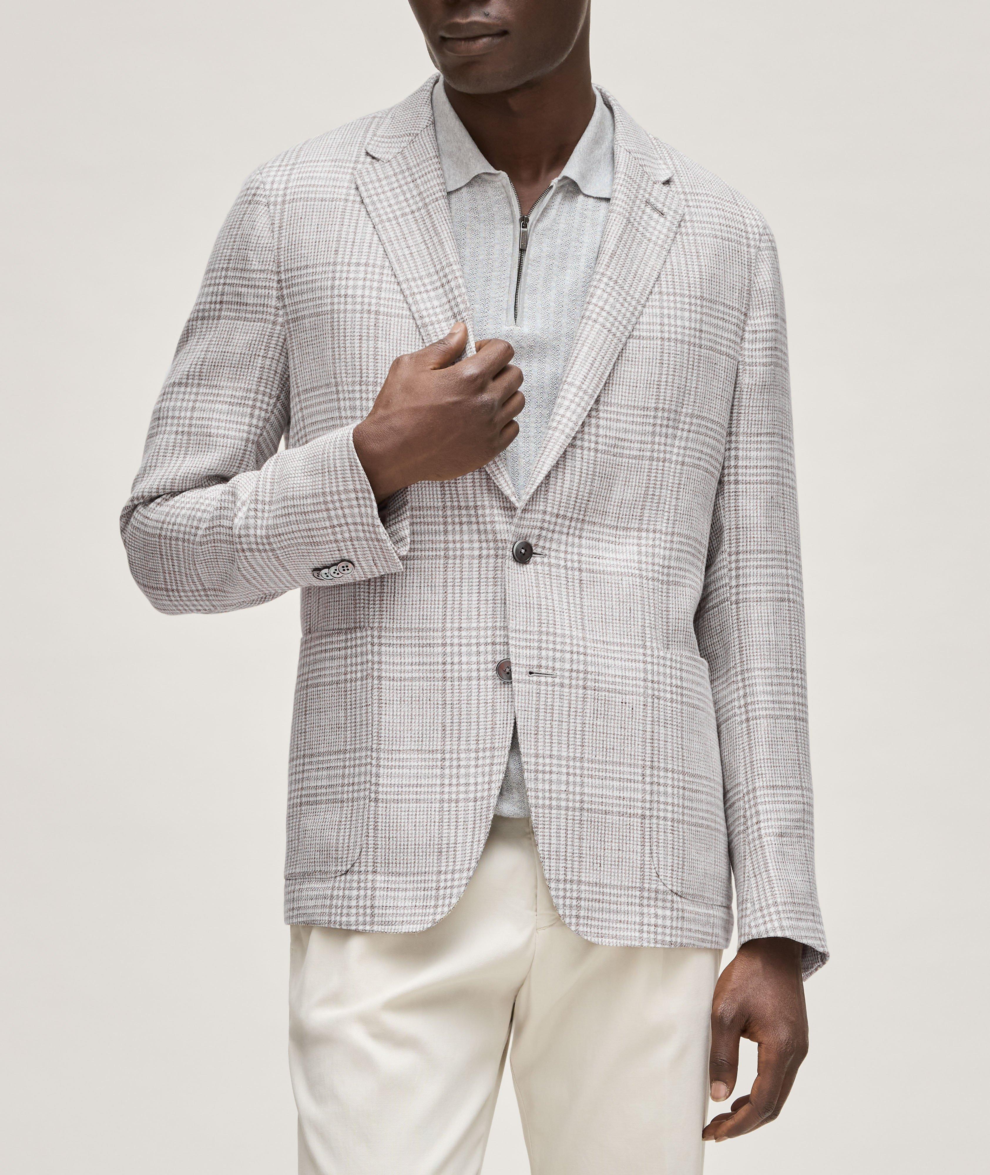 Crossover Prince of Wales Linen, Wool & Silk Shirt Jacket  image 1