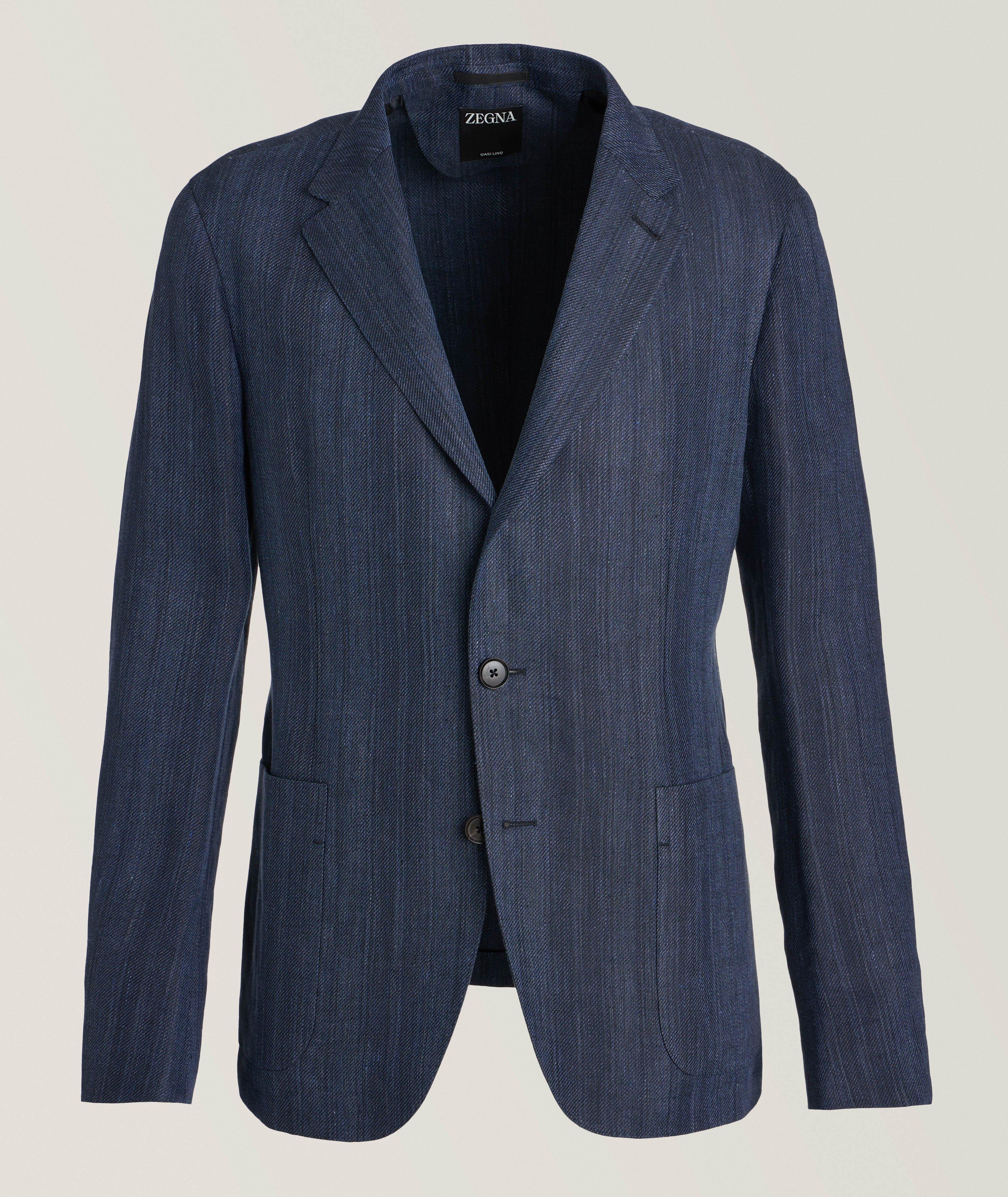 Textured Stripe Oasi Linen Shirt Jacket image 0