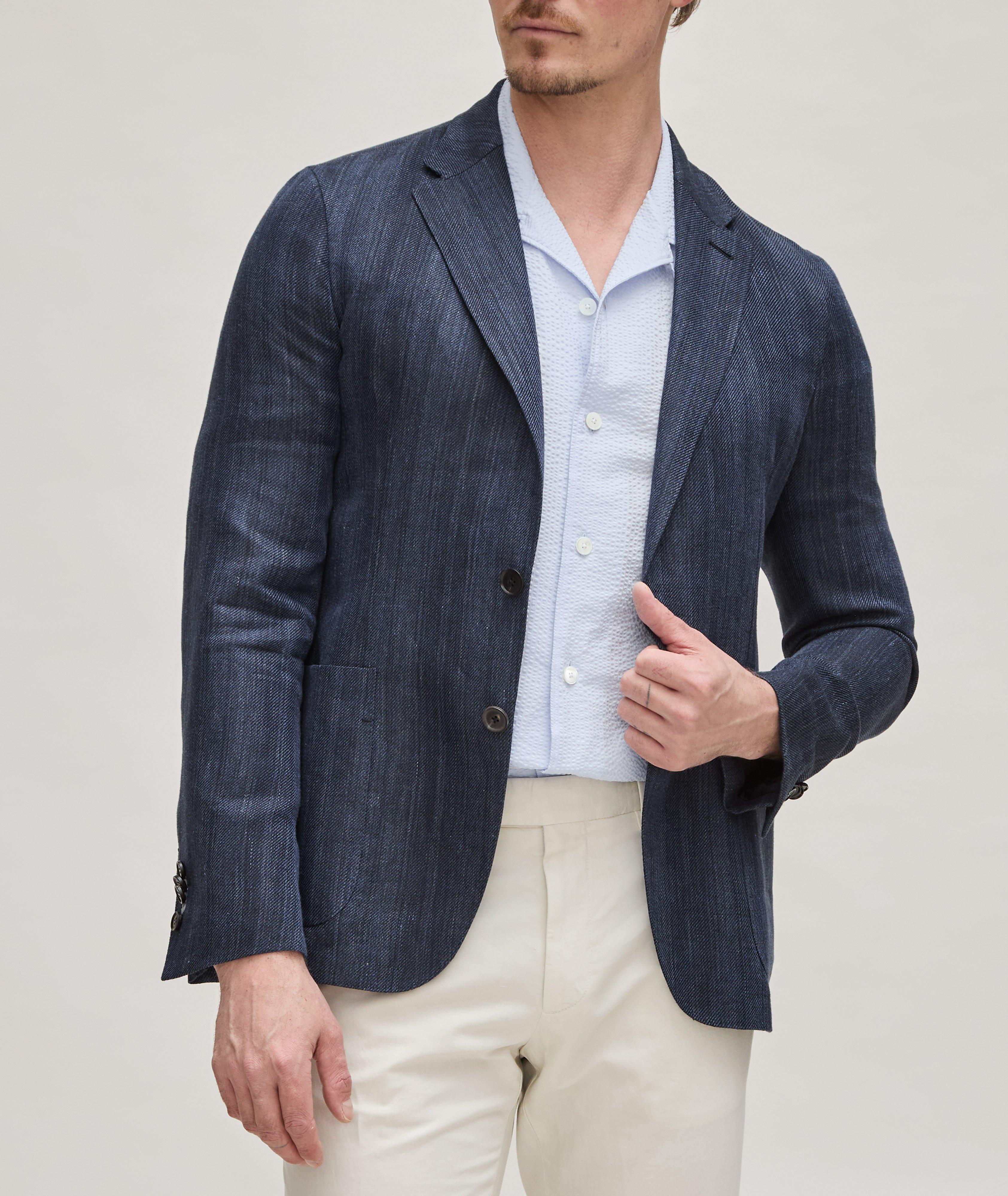 Textured Stripe Oasi Linen Shirt Jacket image 1