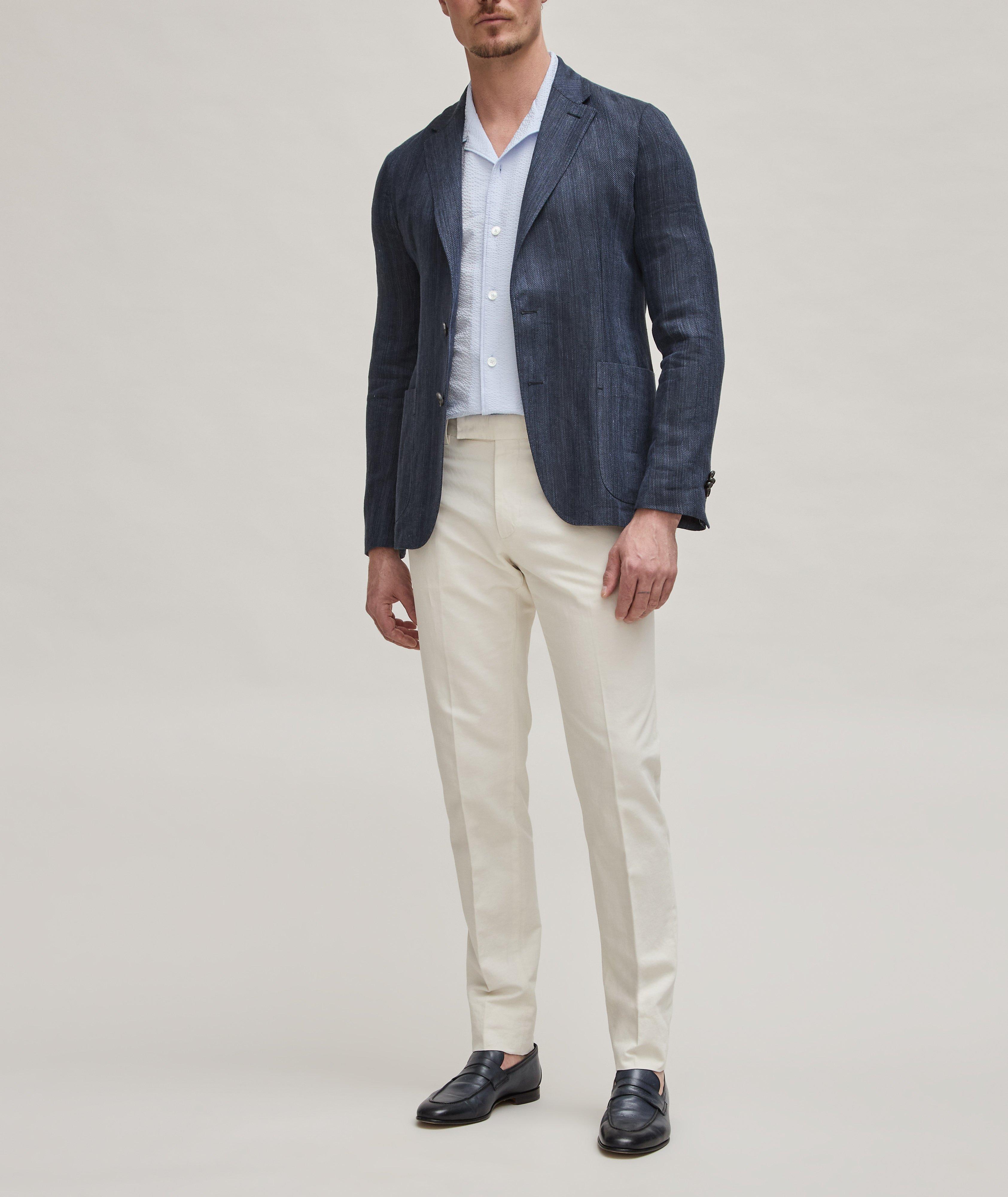 Textured Stripe Oasi Linen Shirt Jacket image 3