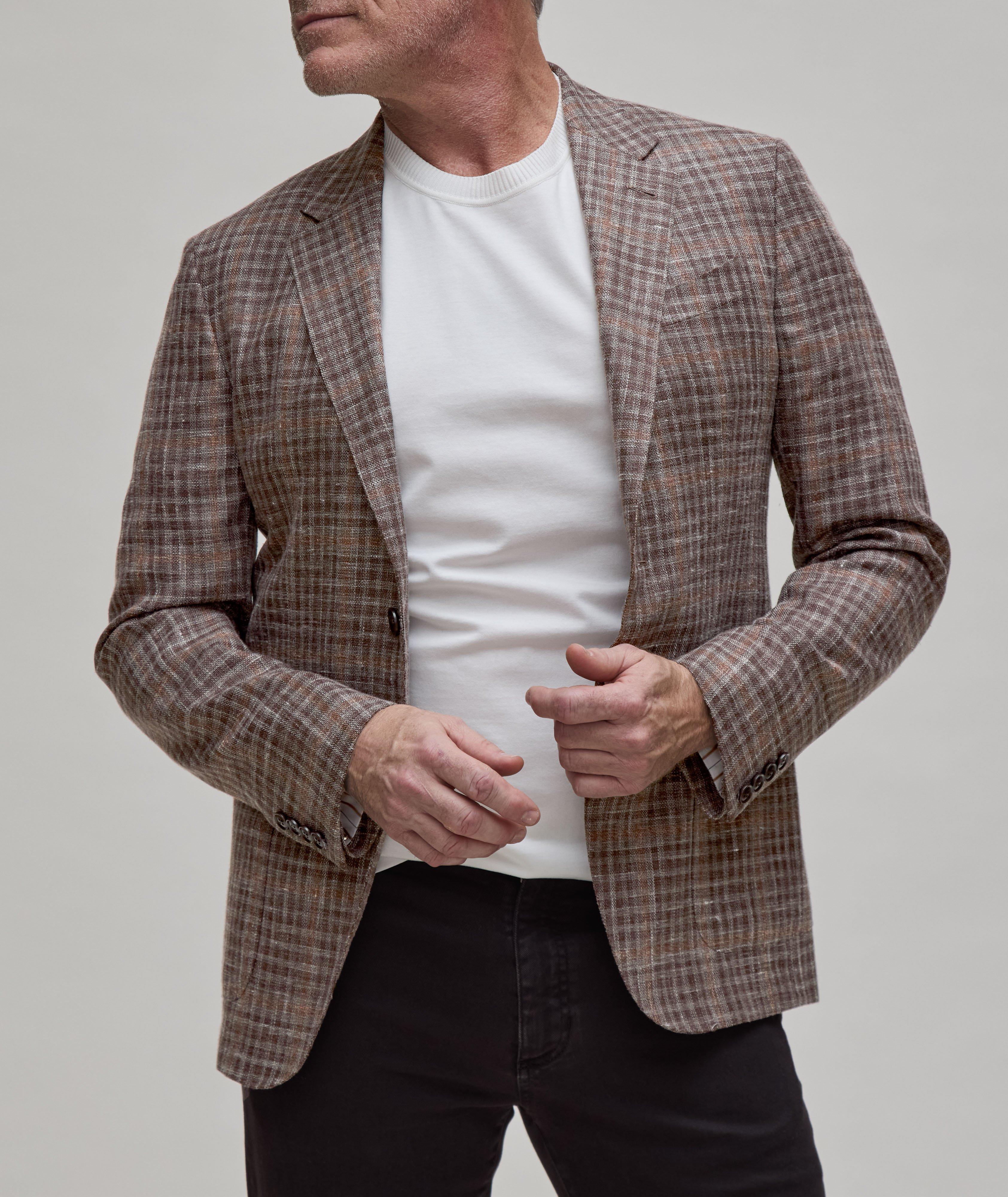 Natural Checkered Wool-Blend Sport Jacket image 1