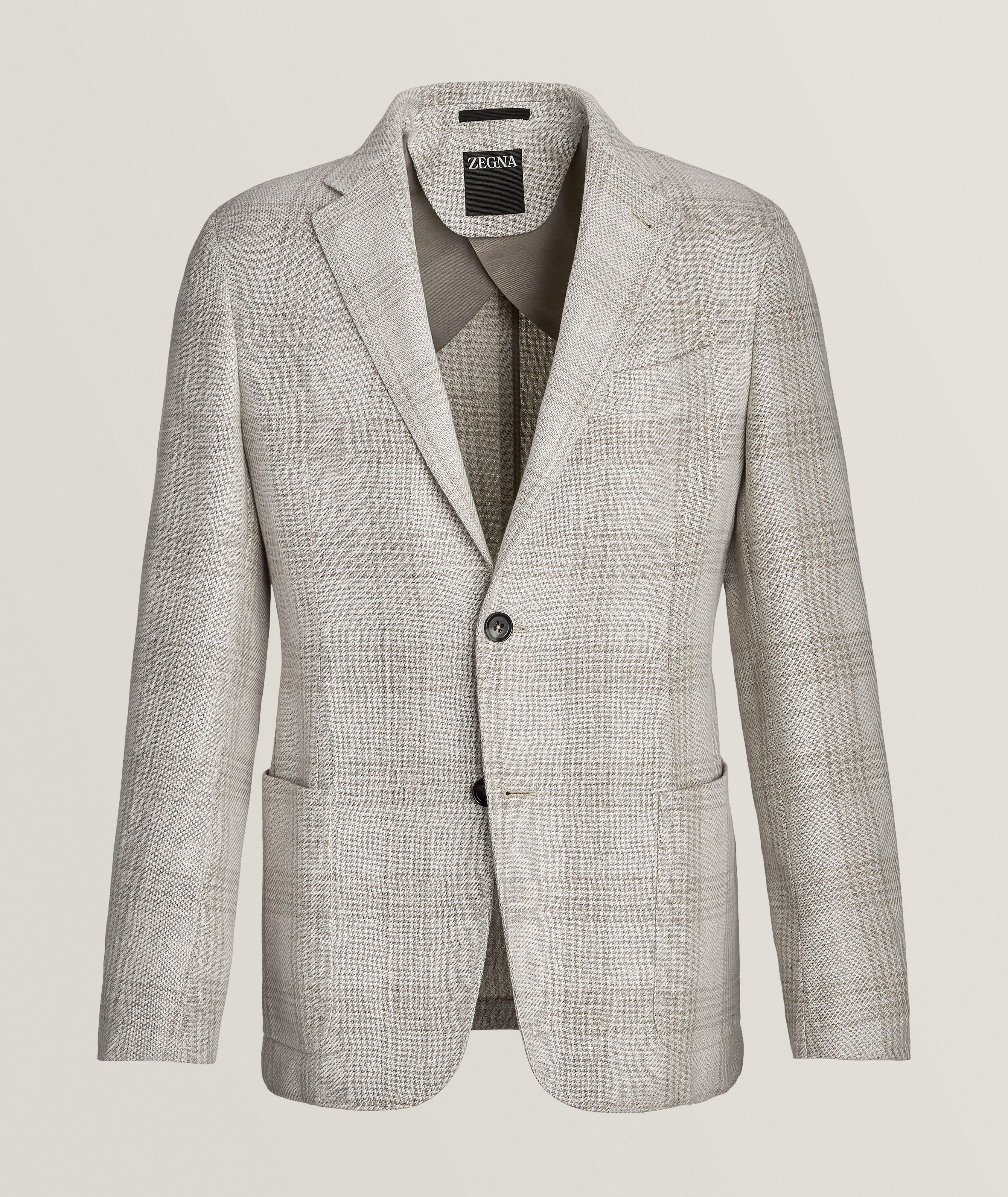 Windowpane Linen-Blend Sport Jacket image 0