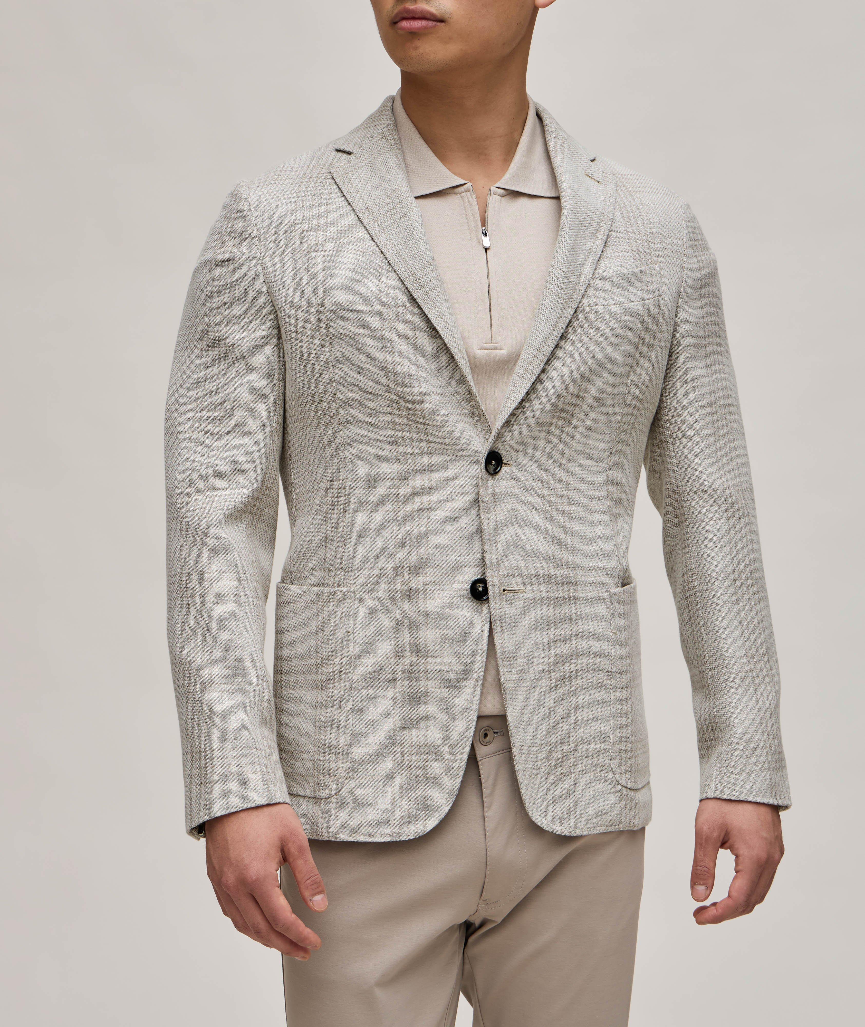 Windowpane Linen-Blend Sport Jacket image 1