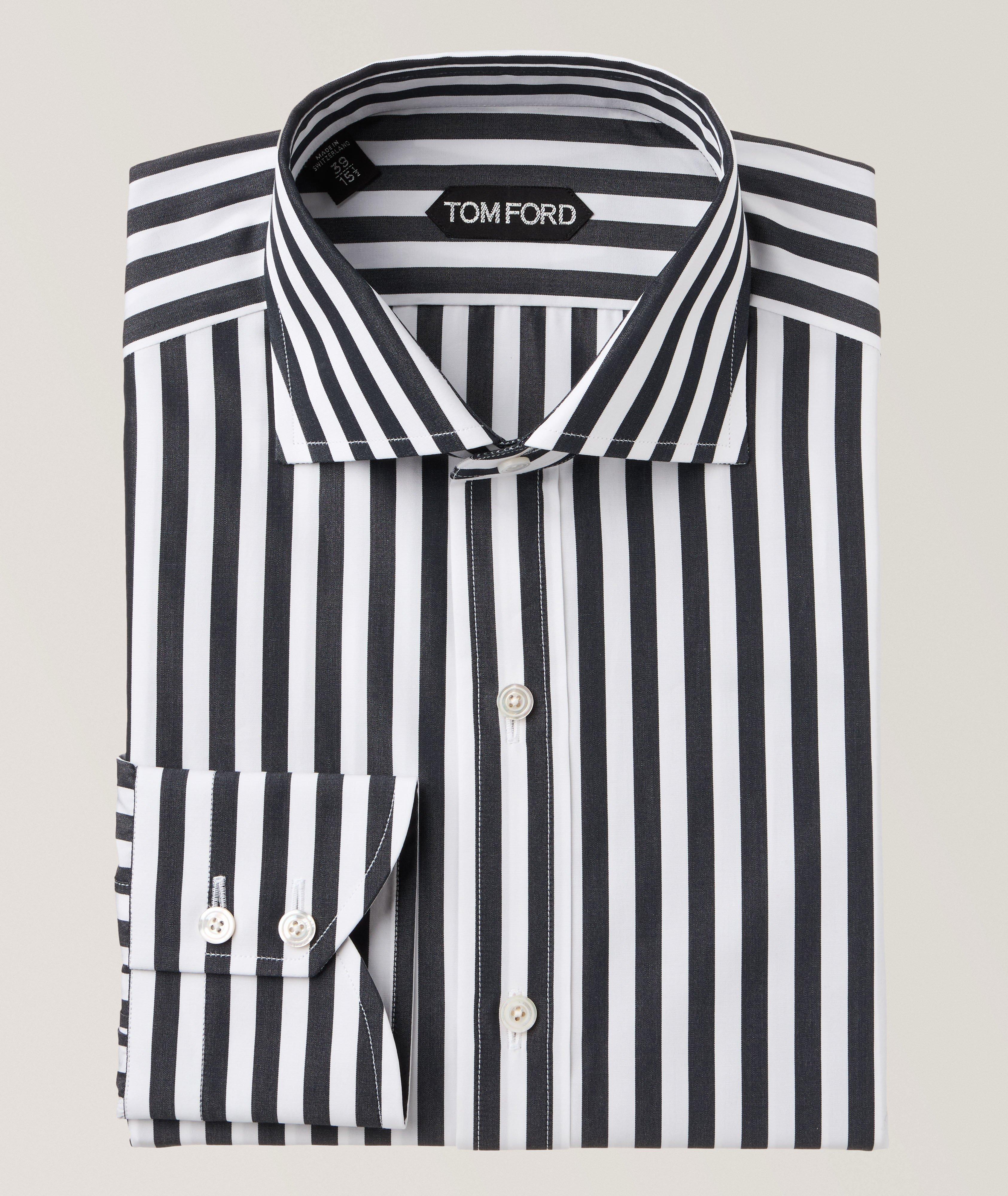 Tom Ford Chemise Habillée À Rayures De Coupe Amincie En Blanc , Taille Homme 17