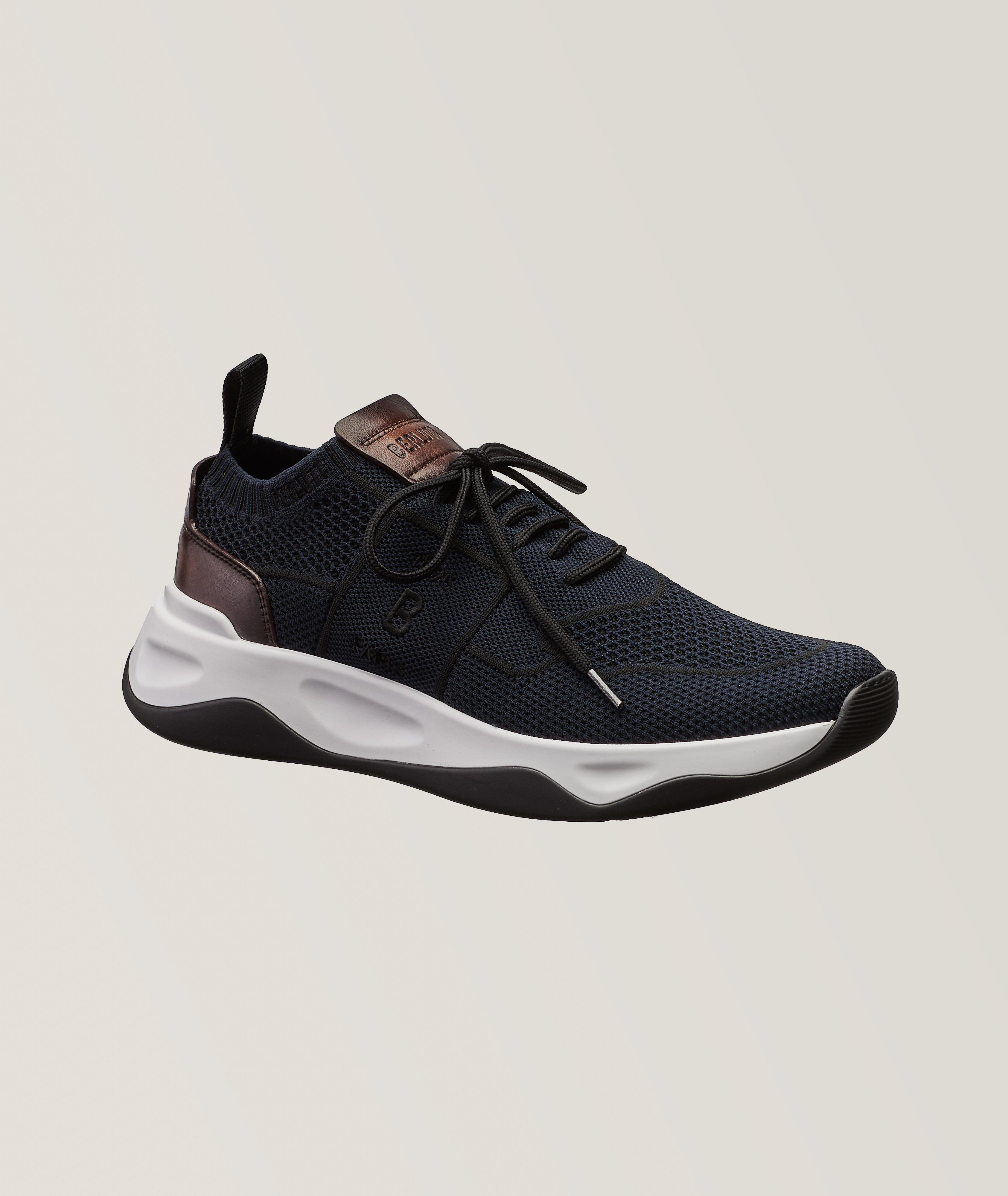 Berluti Chaussure Sport Shadow En Tricot Et En Cuir En Bleu , Taille Homme 10