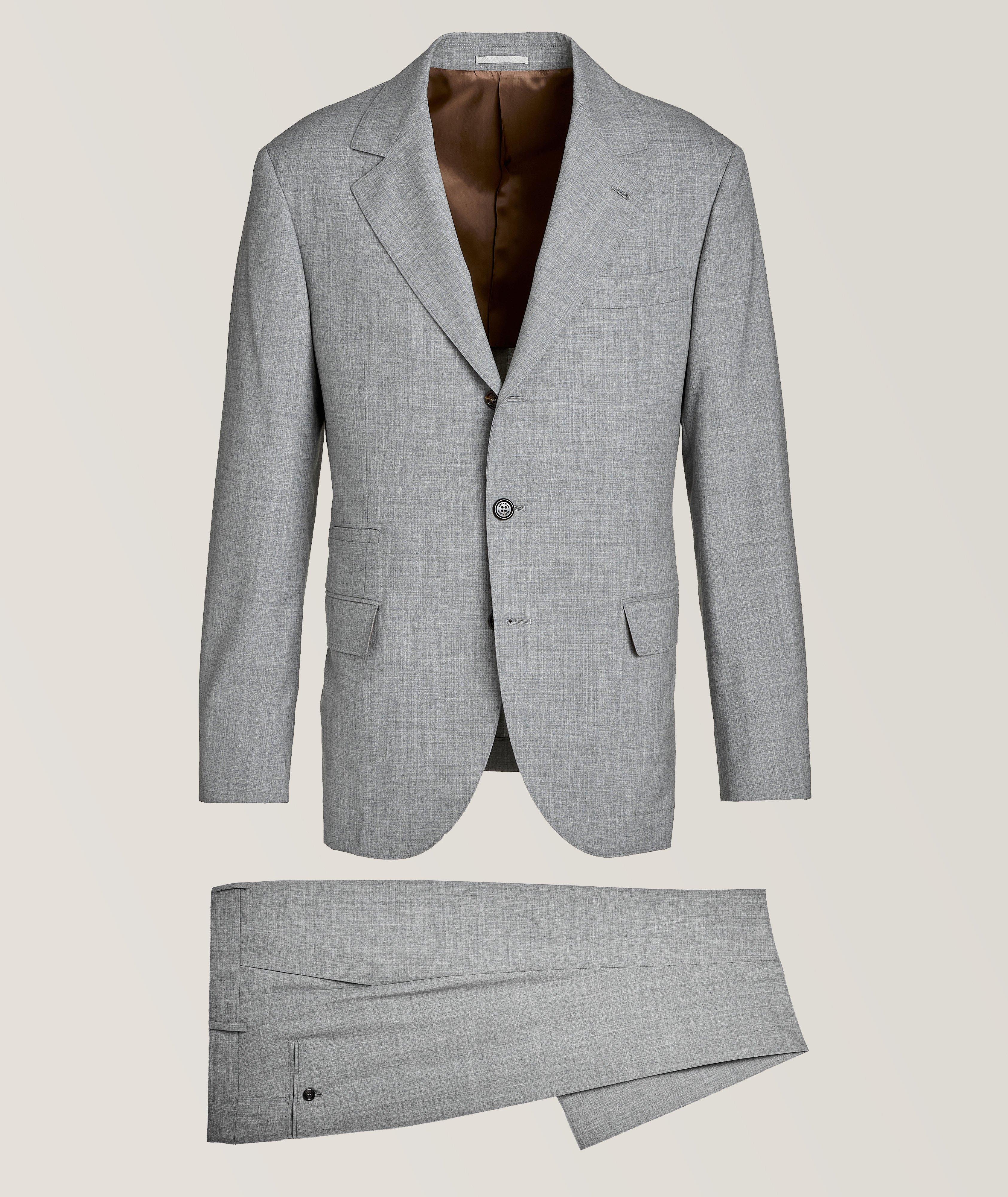 Brunello Cucinelli Mélange Light Virgin Wool Suit En Gris , Taille Homme 52