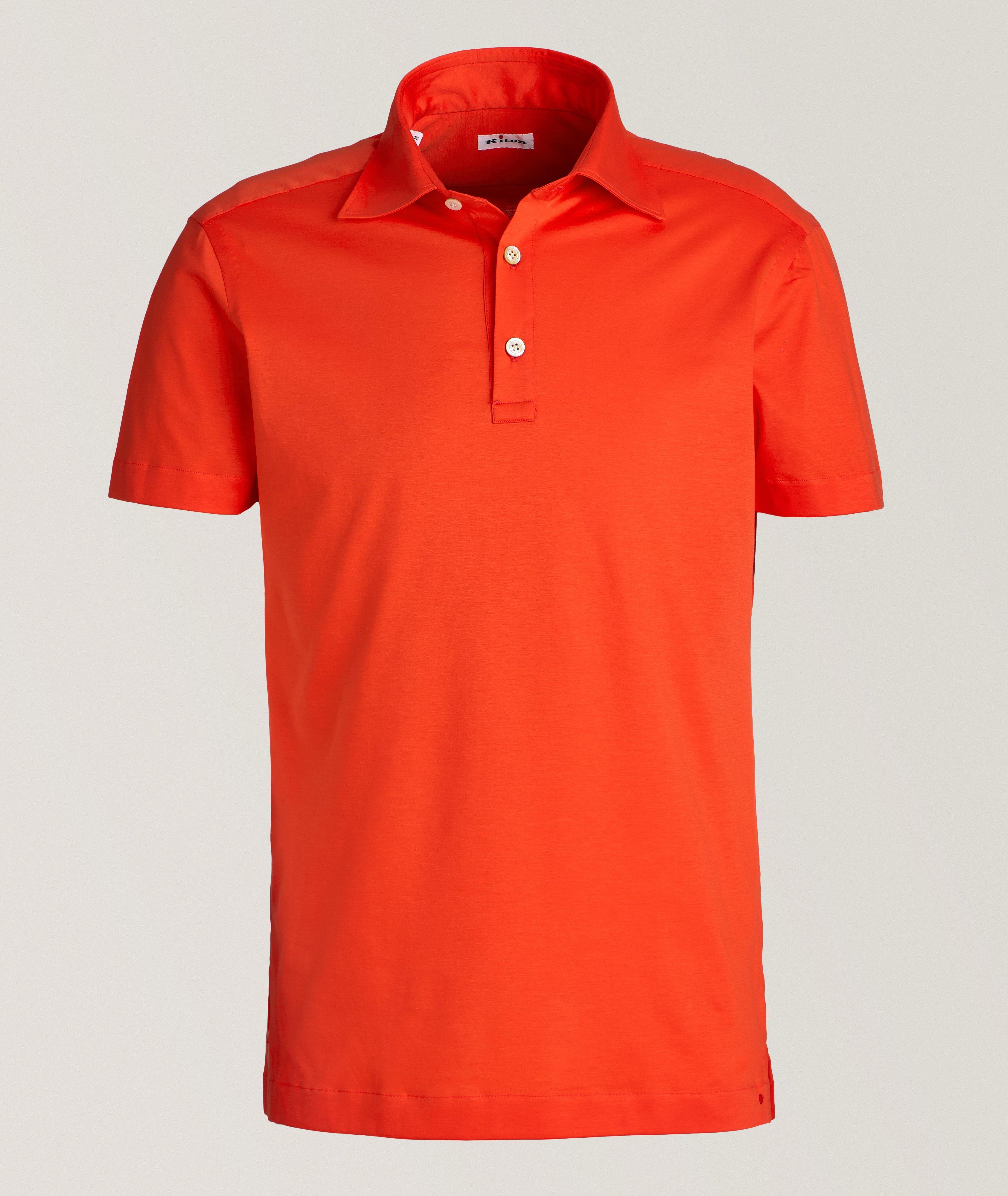 Kiton Cotton Polo In Orange , Men's Size Small