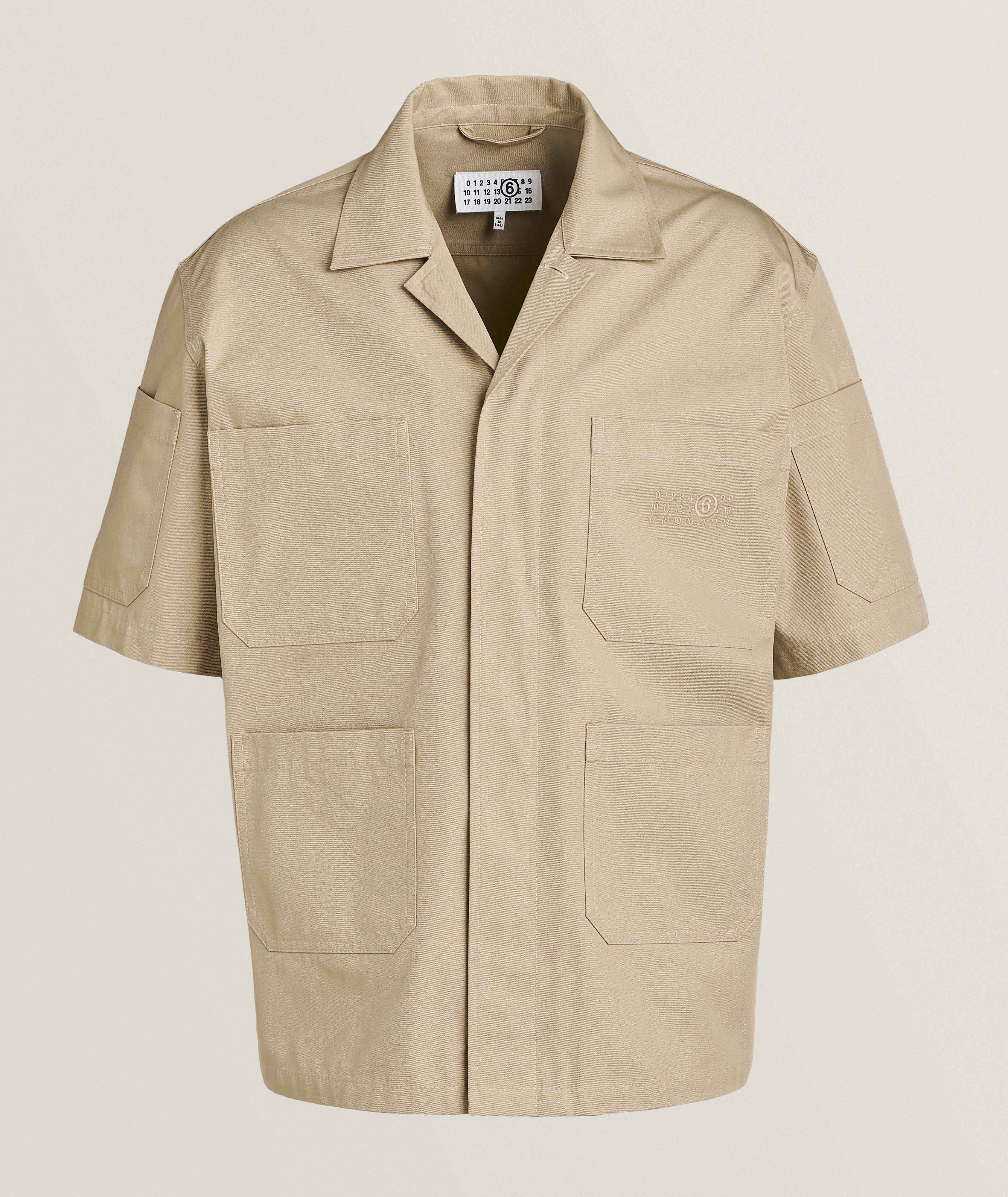 Mm6 Maison Margiela Multi-Pocket Sport Shirt In Beige , Men's Size 46