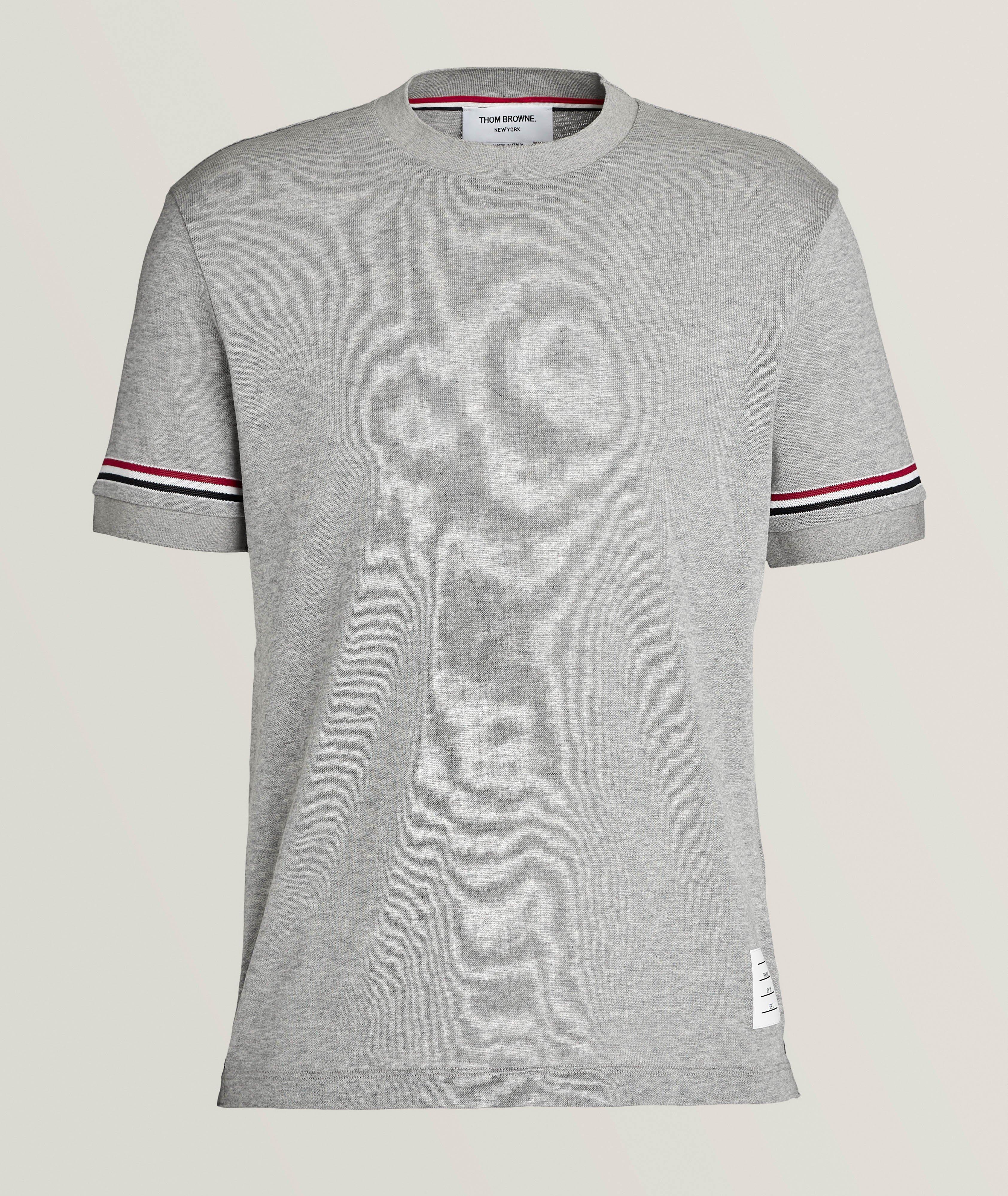 Striped Trim Cotton T-Shirt