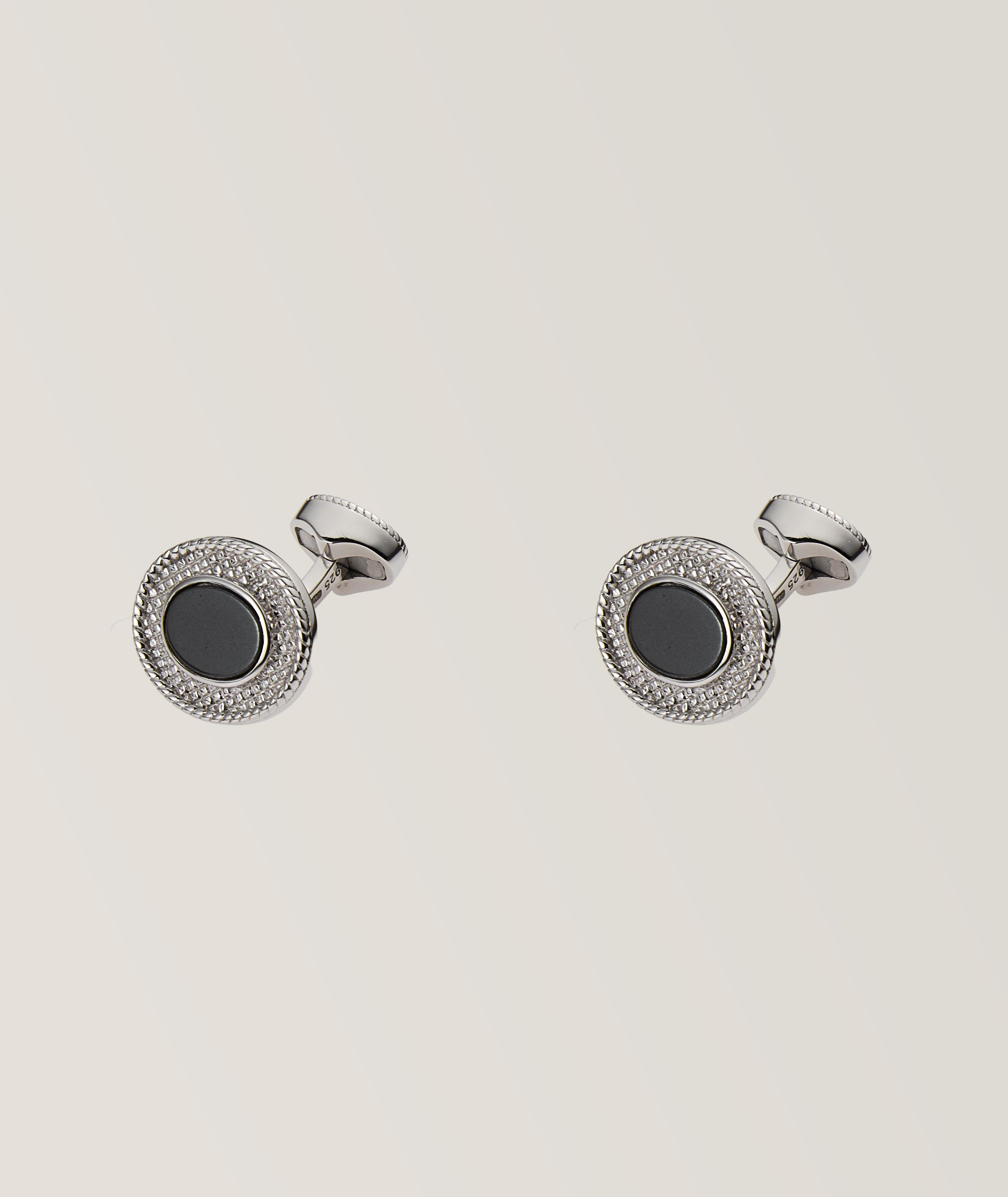 Hematite Rhod Cable Oval Cufflinks