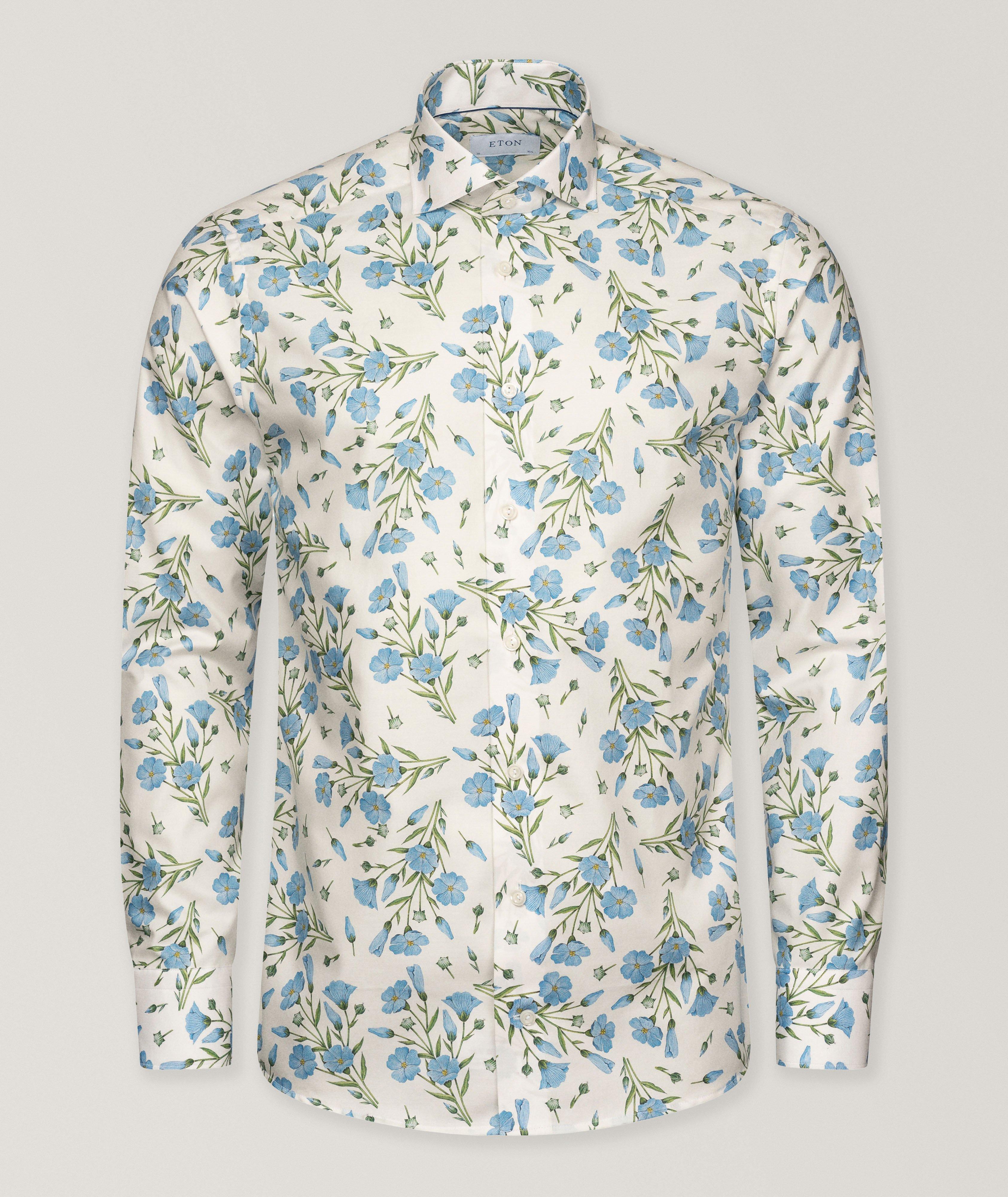 Eton Chemise En Twill À Motif Floral En Blanc , Taille Homme 17