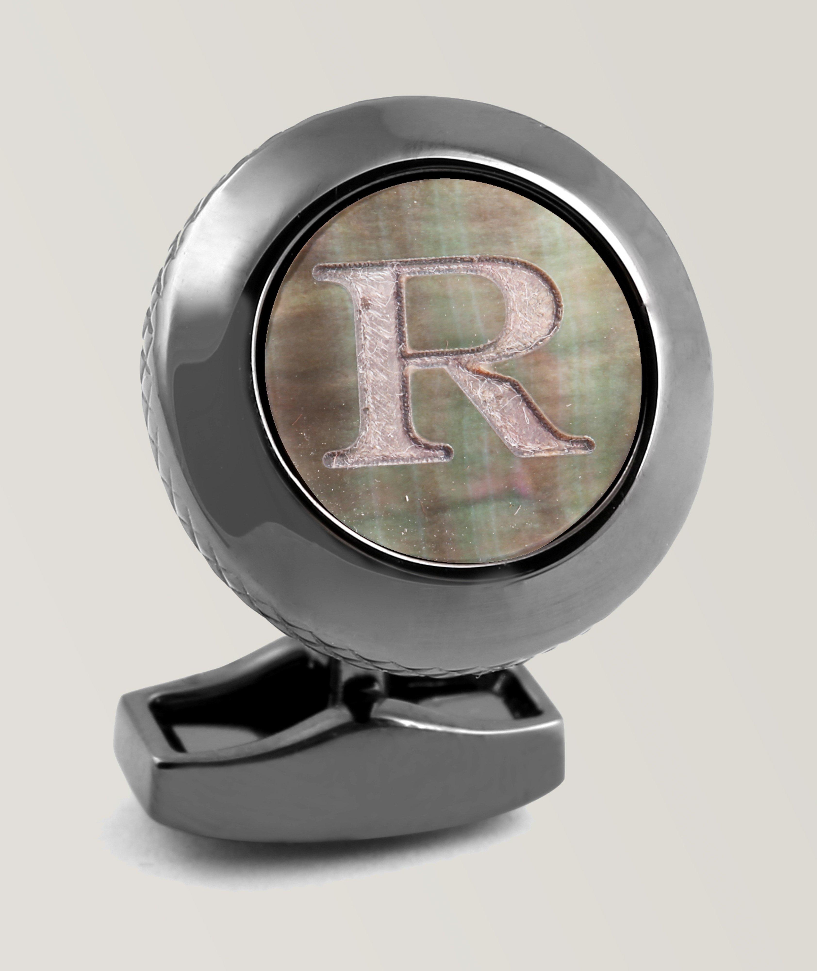 'R' Engraved Personal Letter Cufflink
