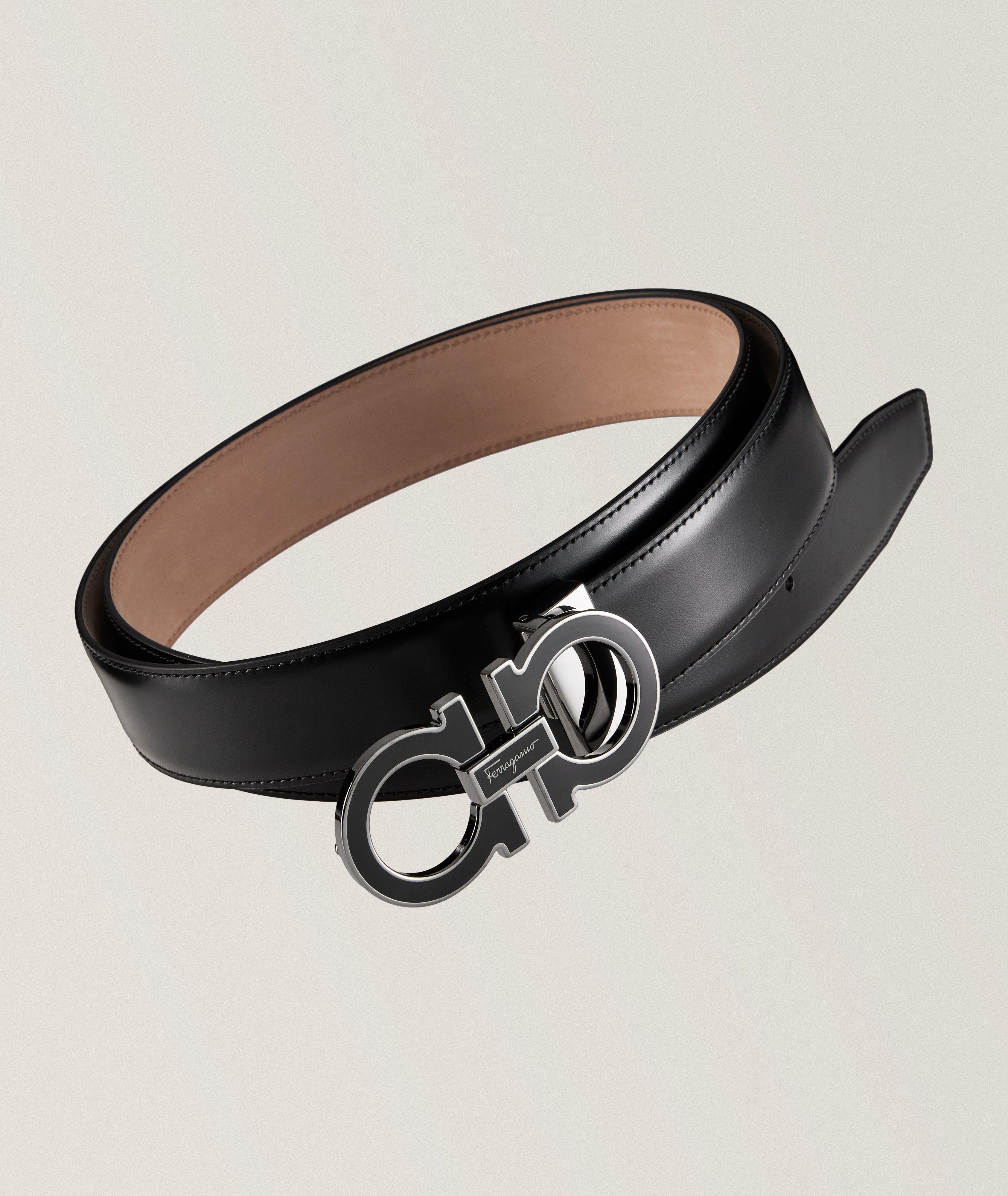 Ferragamo Ceinture Ajustable À Boucle Gancini Double En Noir