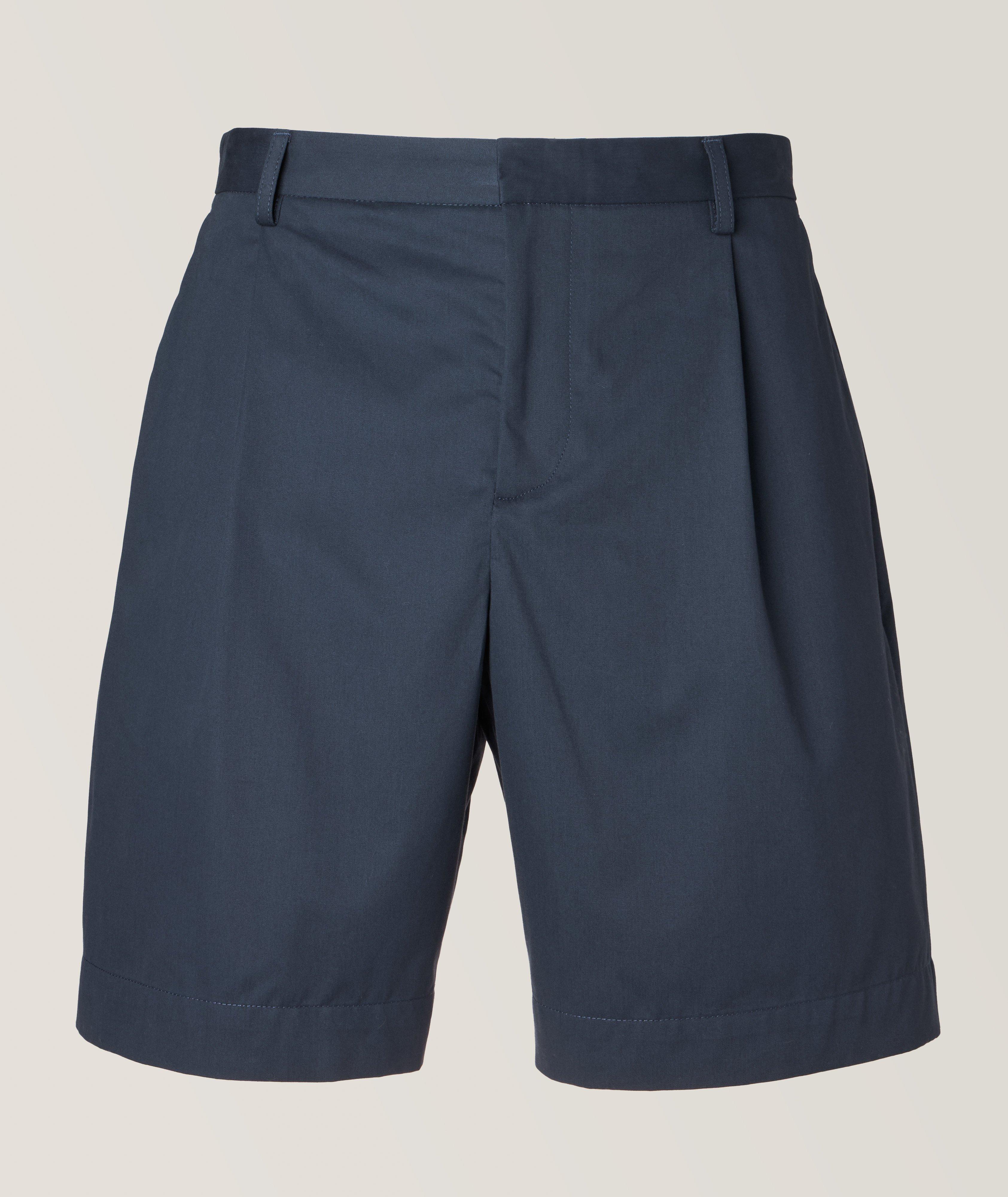 A.p.c. Pleated Cotton Chino Shorts In Blue , Men's Size 54