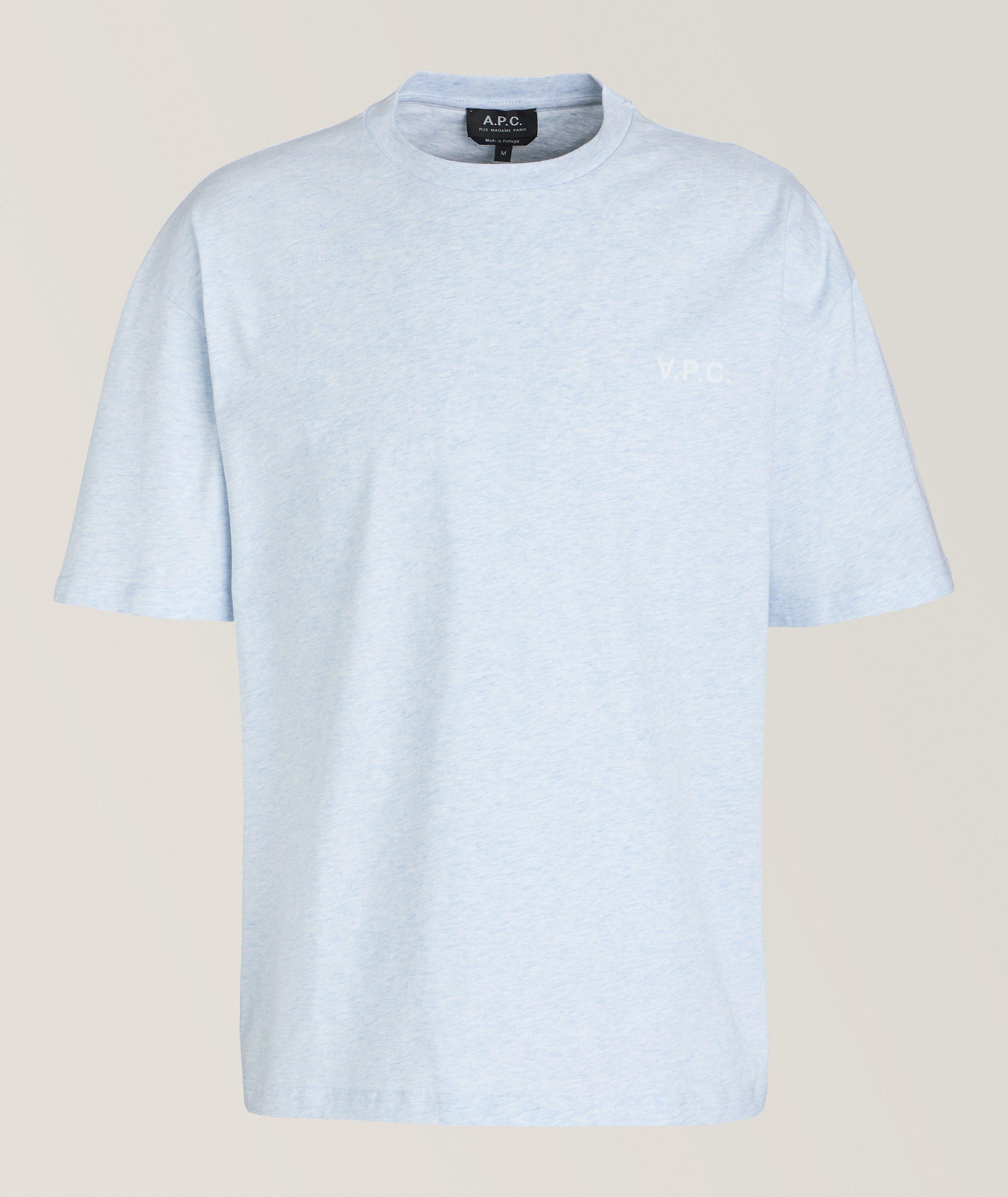 A.p.c. New Joachim Mélange Cotton T-Shirt In Blue , Men's Size Small