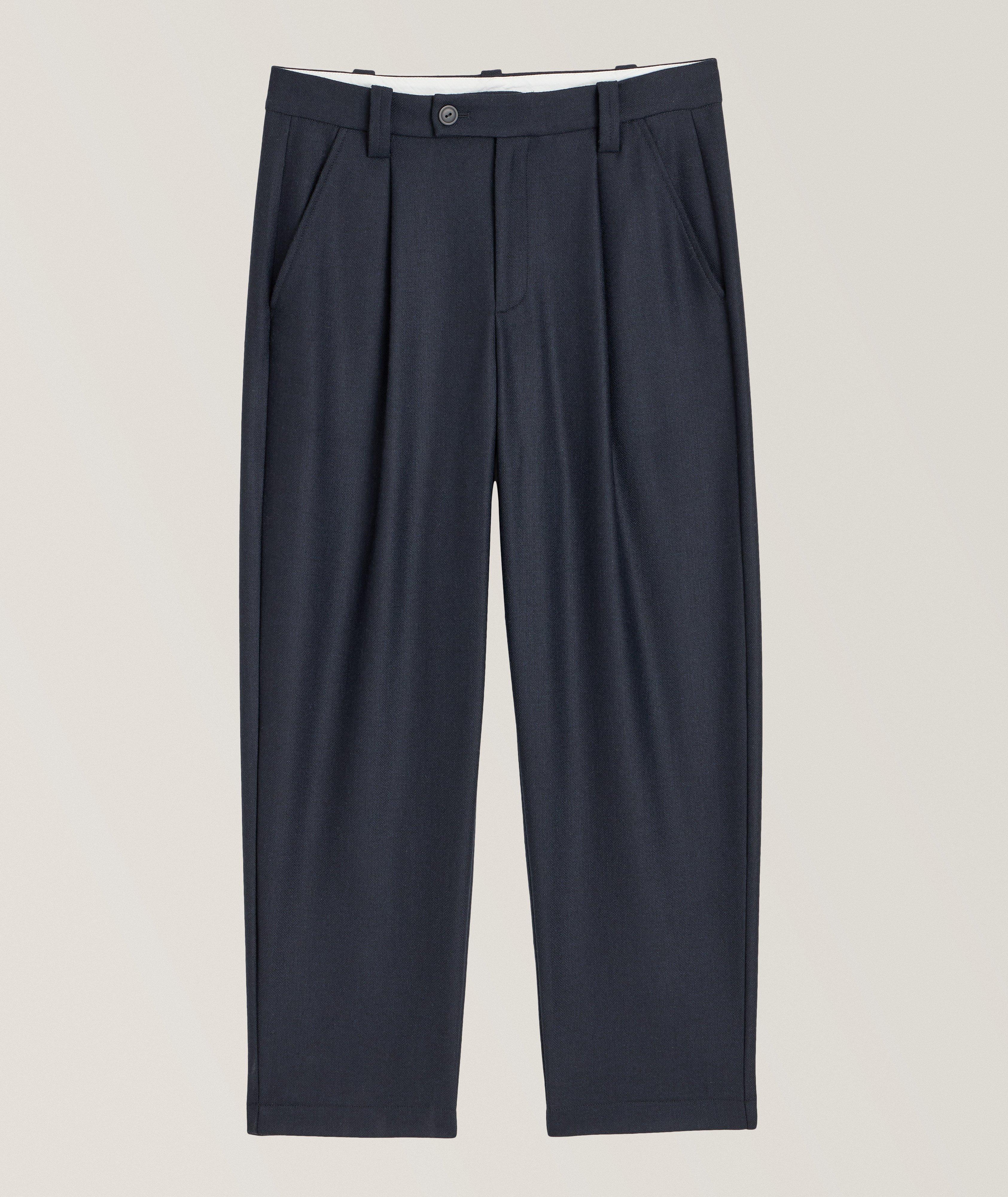 A.p.c. Renato Pleated Wool Trousers In Blue , Men's Size 50