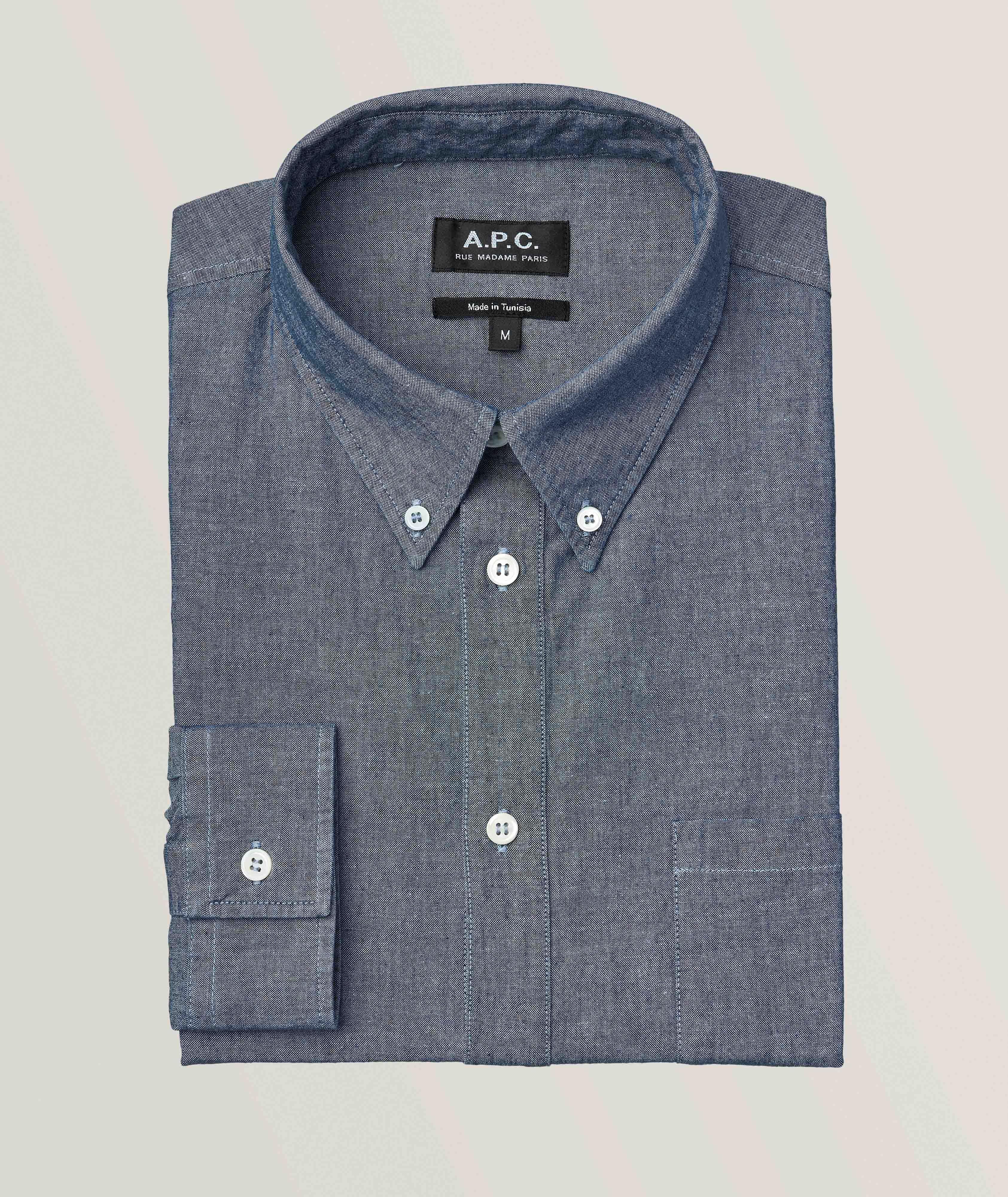 Chambray Button Down Collar Sport Shirt