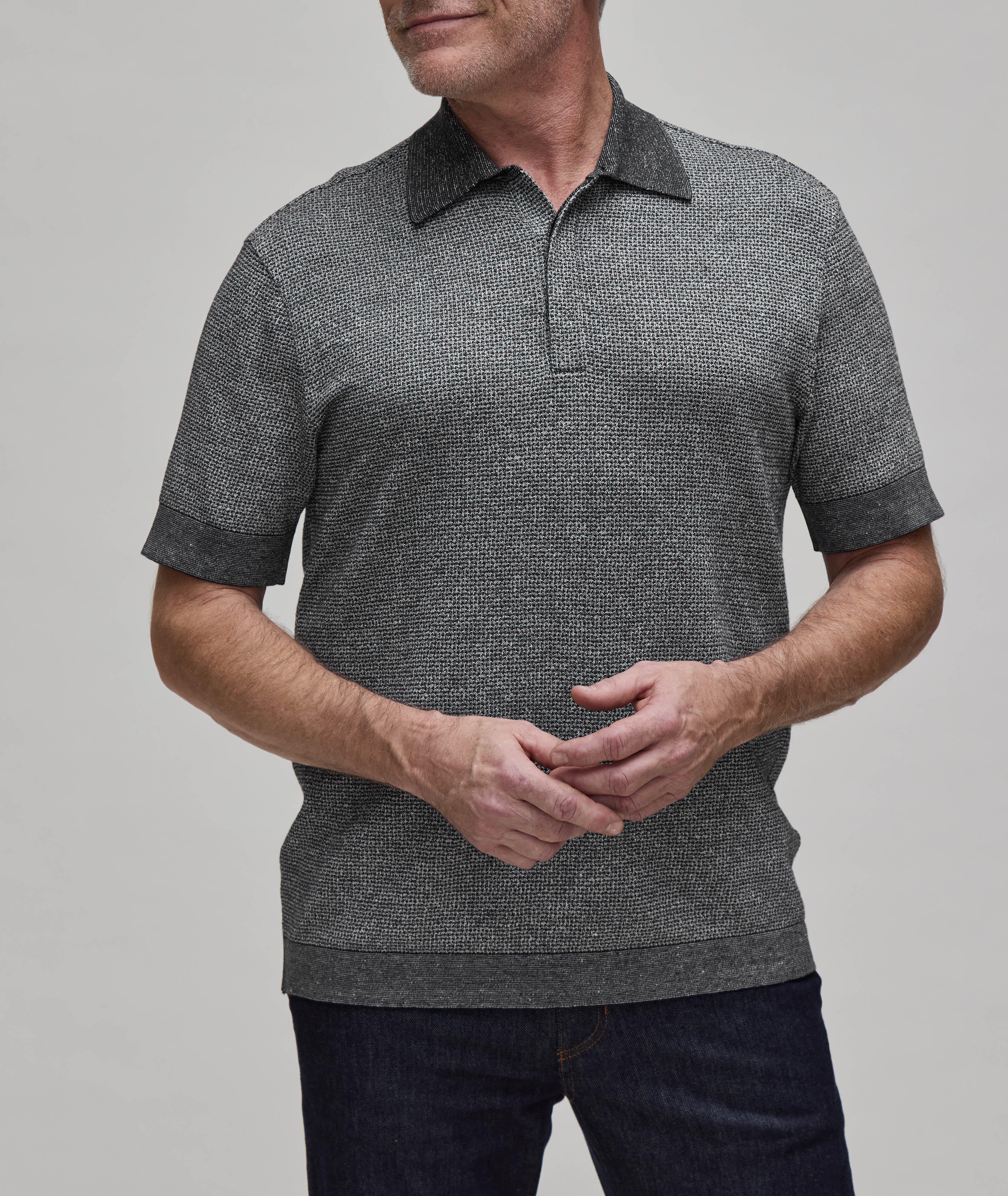 Textured Cotton, Linen & Silk Polo  image 1