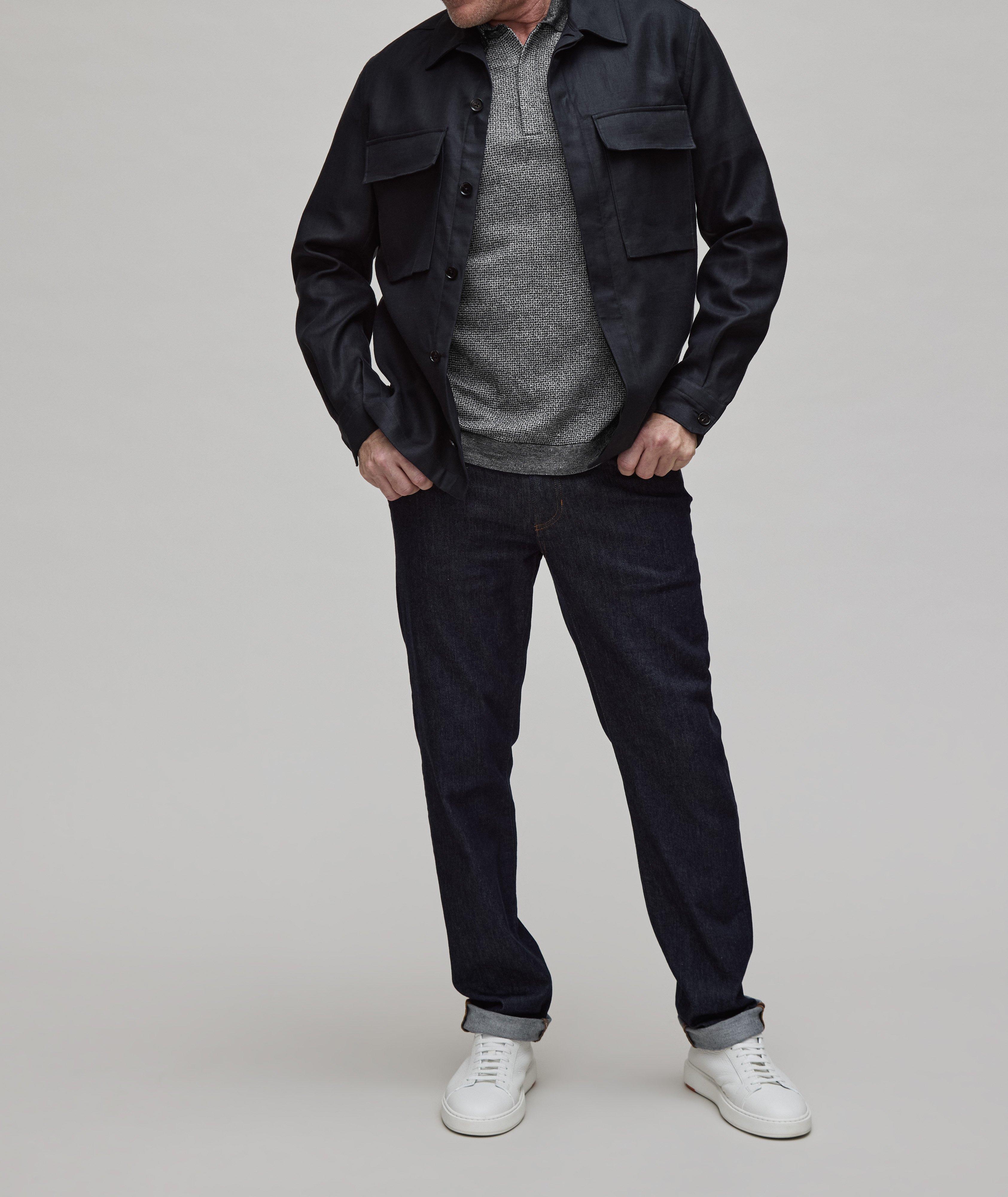 Textured Cotton, Linen & Silk Polo  image 3