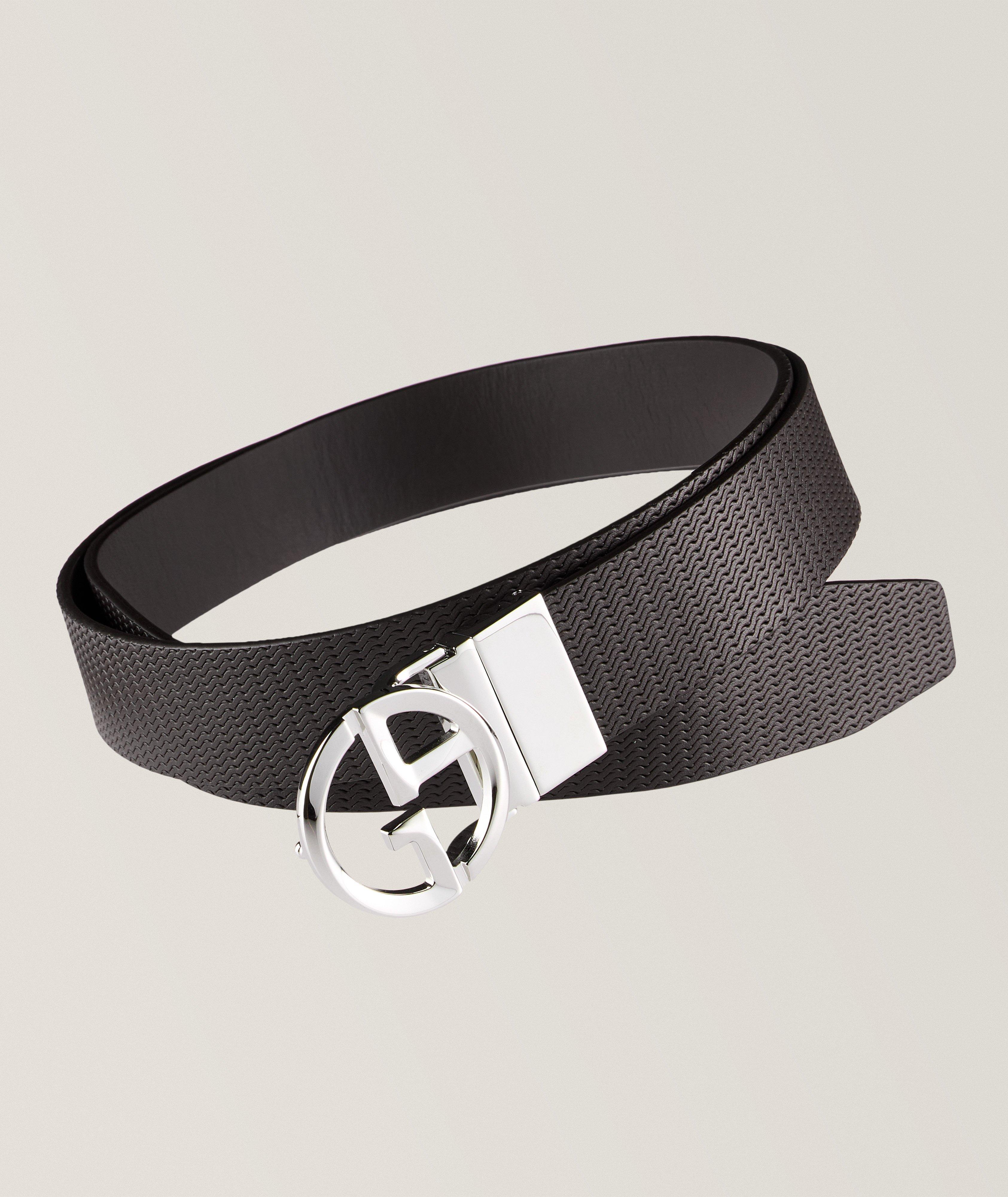 Giorgio Armani Ceinture En Cuir Texturé En Brun