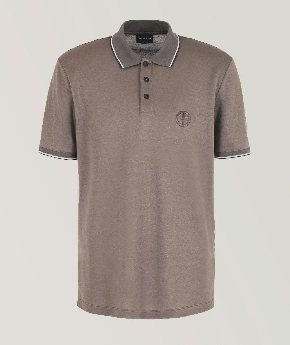 Striped Trims Silk-Blend Polo