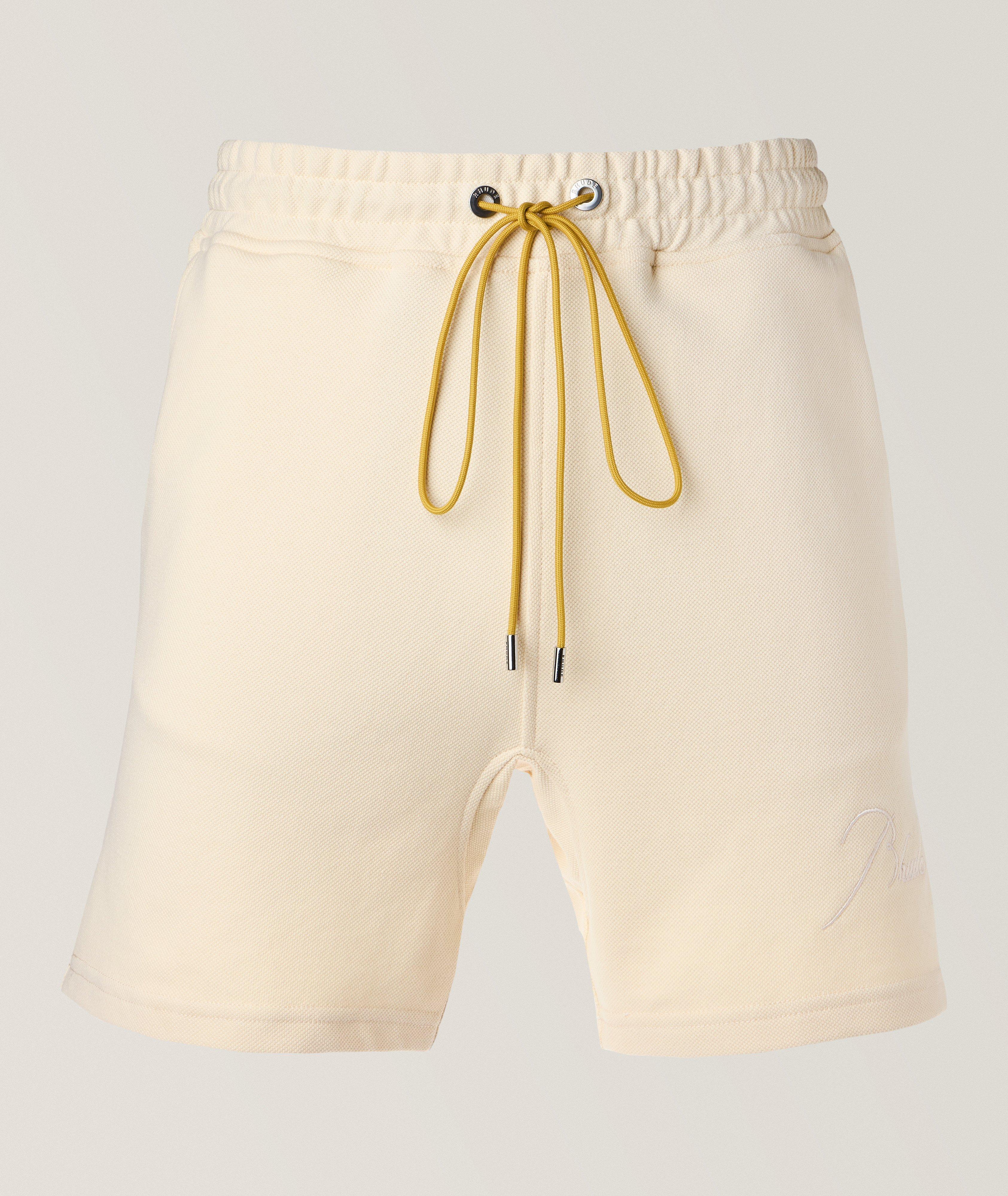 Rhude Piqué Cotton Shorts In Beige , Men's Size Small