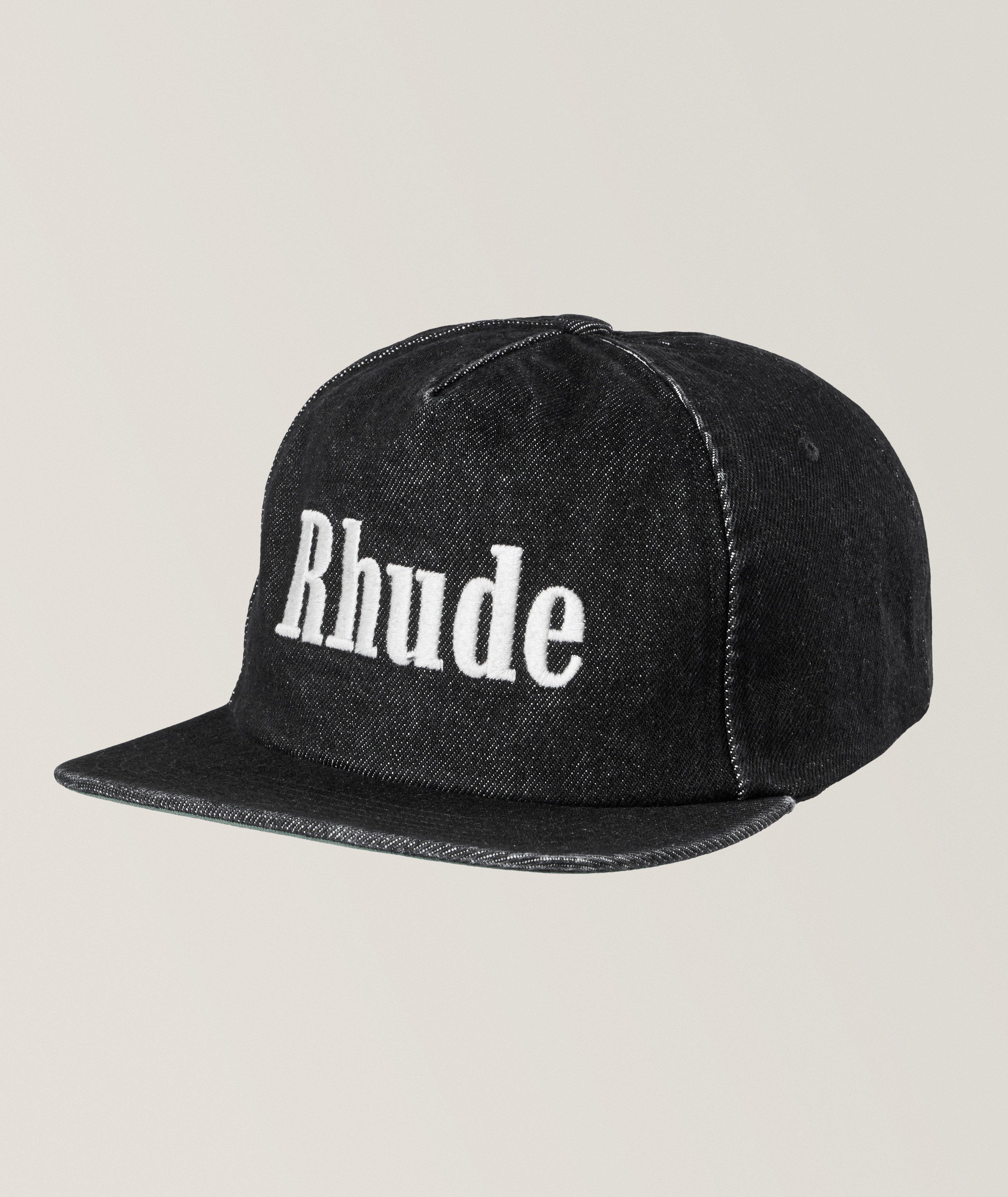 Rhude Embroidered Logo Denim Cotton Baseball Cap In Black