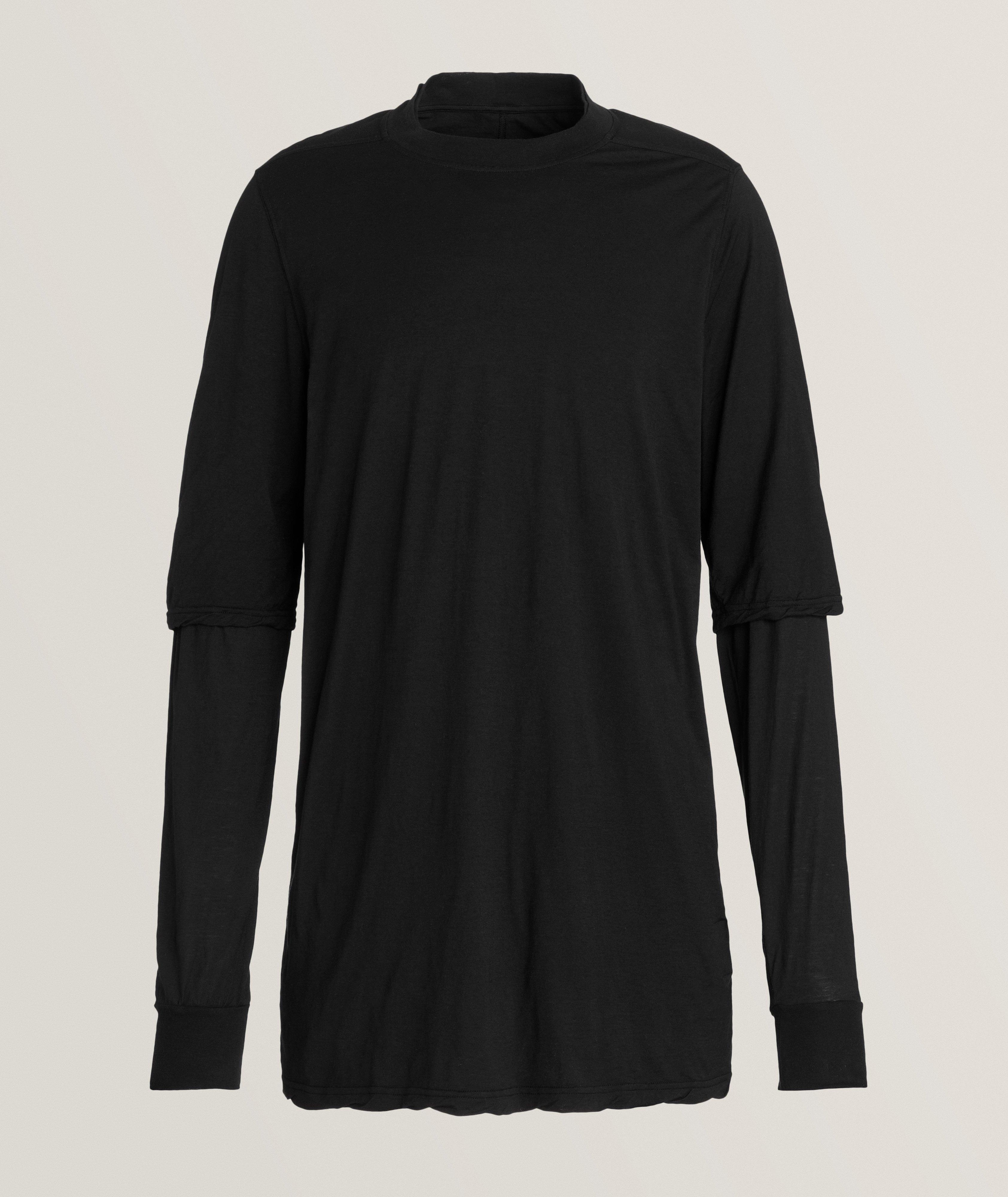 Rick Owens Drkshdw Hustler Layered Cotton Hooded Sweater In Black , Men's Size Small