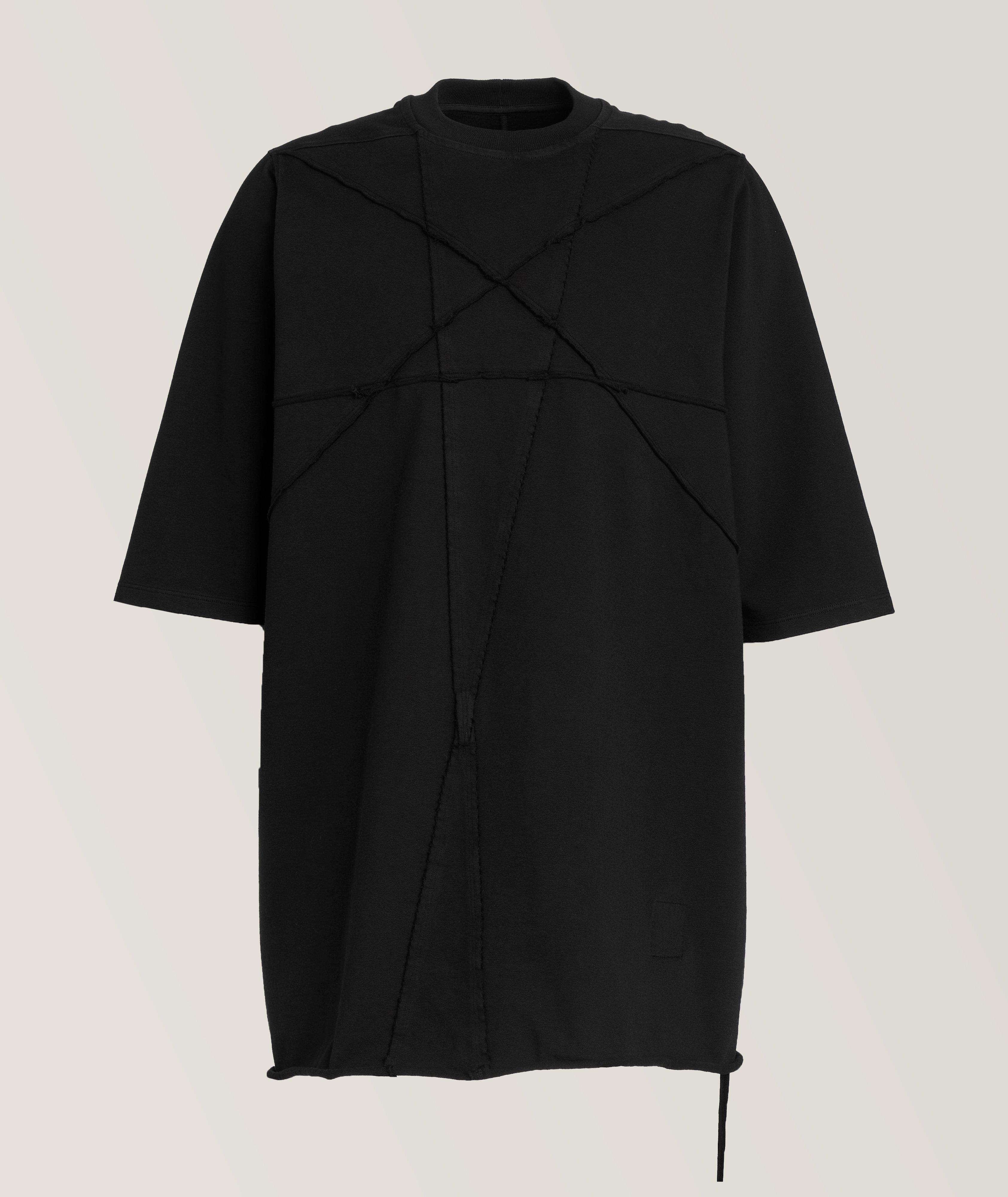 Rick Owens Drkshdw Raw Edge Cotton T-Shirt In Black , Men's Size Medium