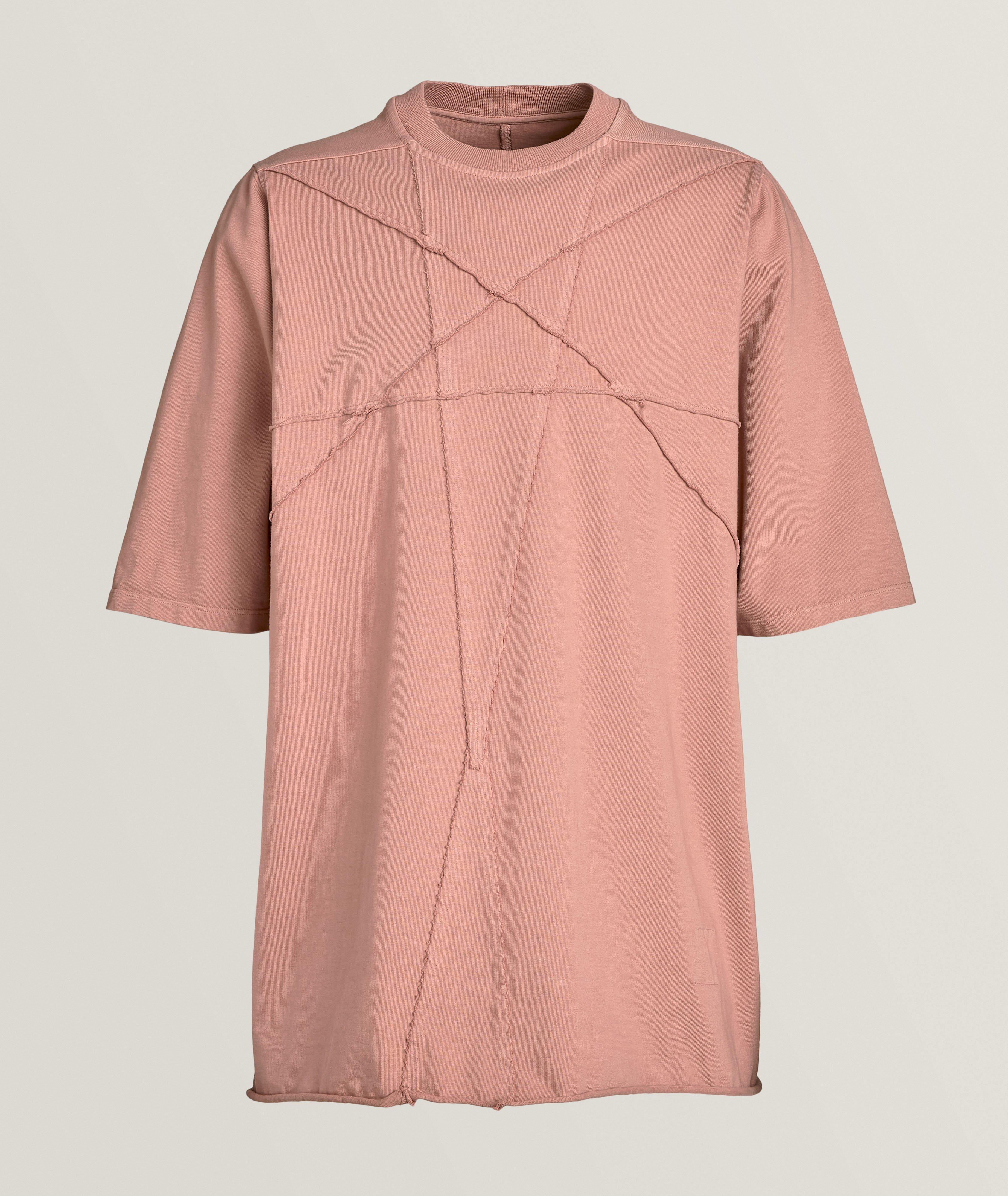 Rick Owens Drkshdw Raw Edge Cotton T-Shirt In Pink , Men's Size Small