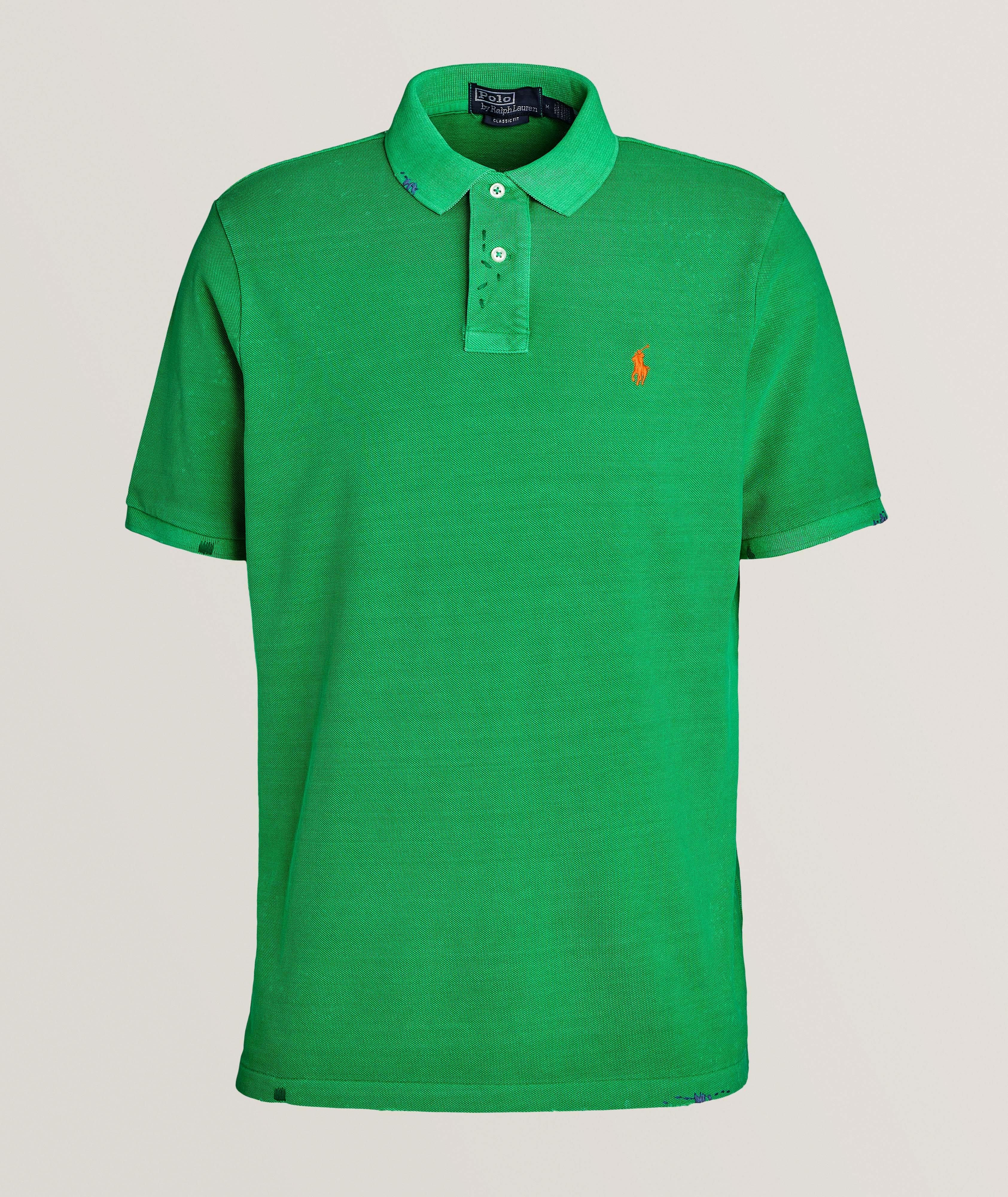 Distressed & Asymmetrically Stitched Cotton Polo  image 0