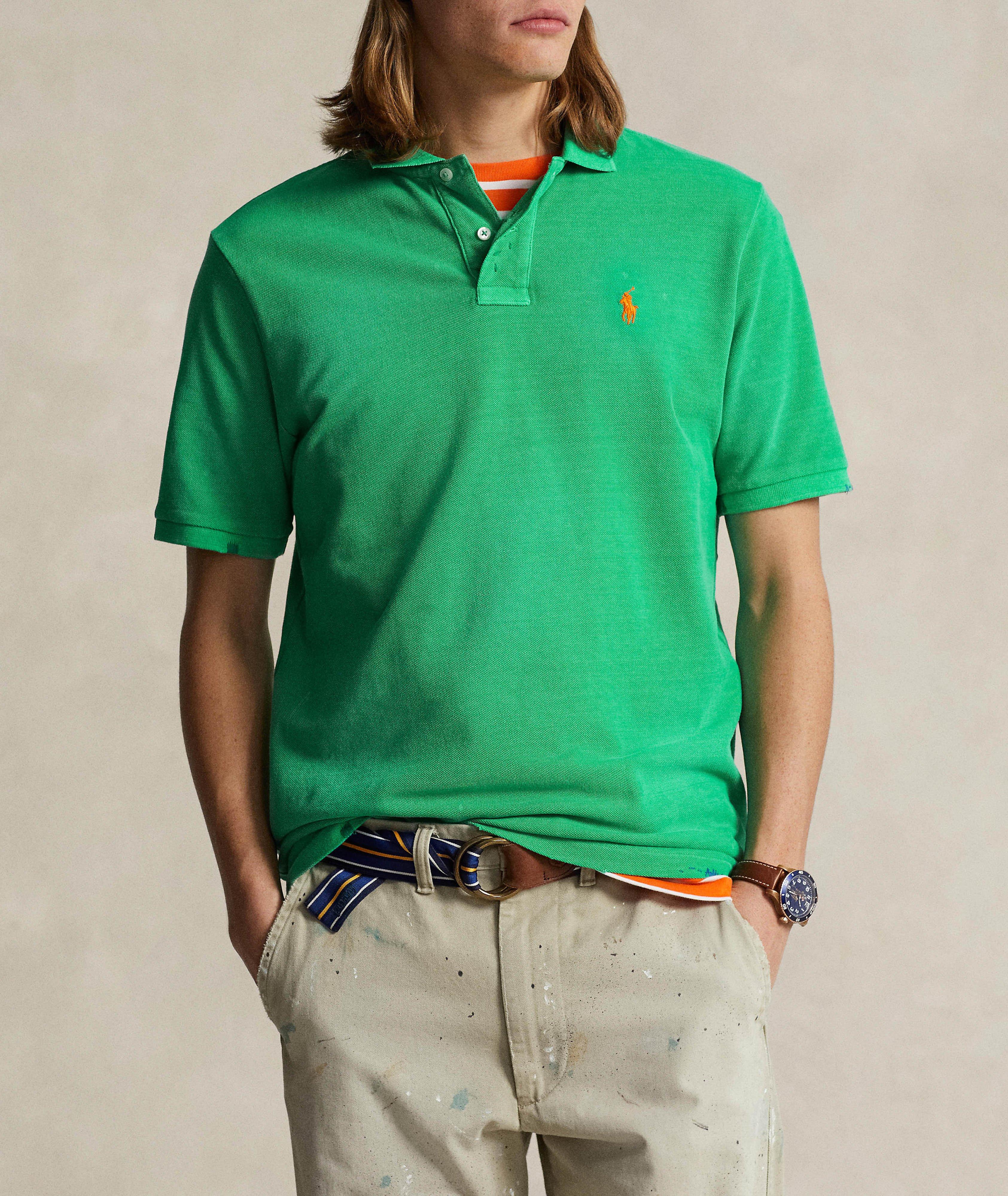 Distressed & Asymmetrically Stitched Cotton Polo  image 1