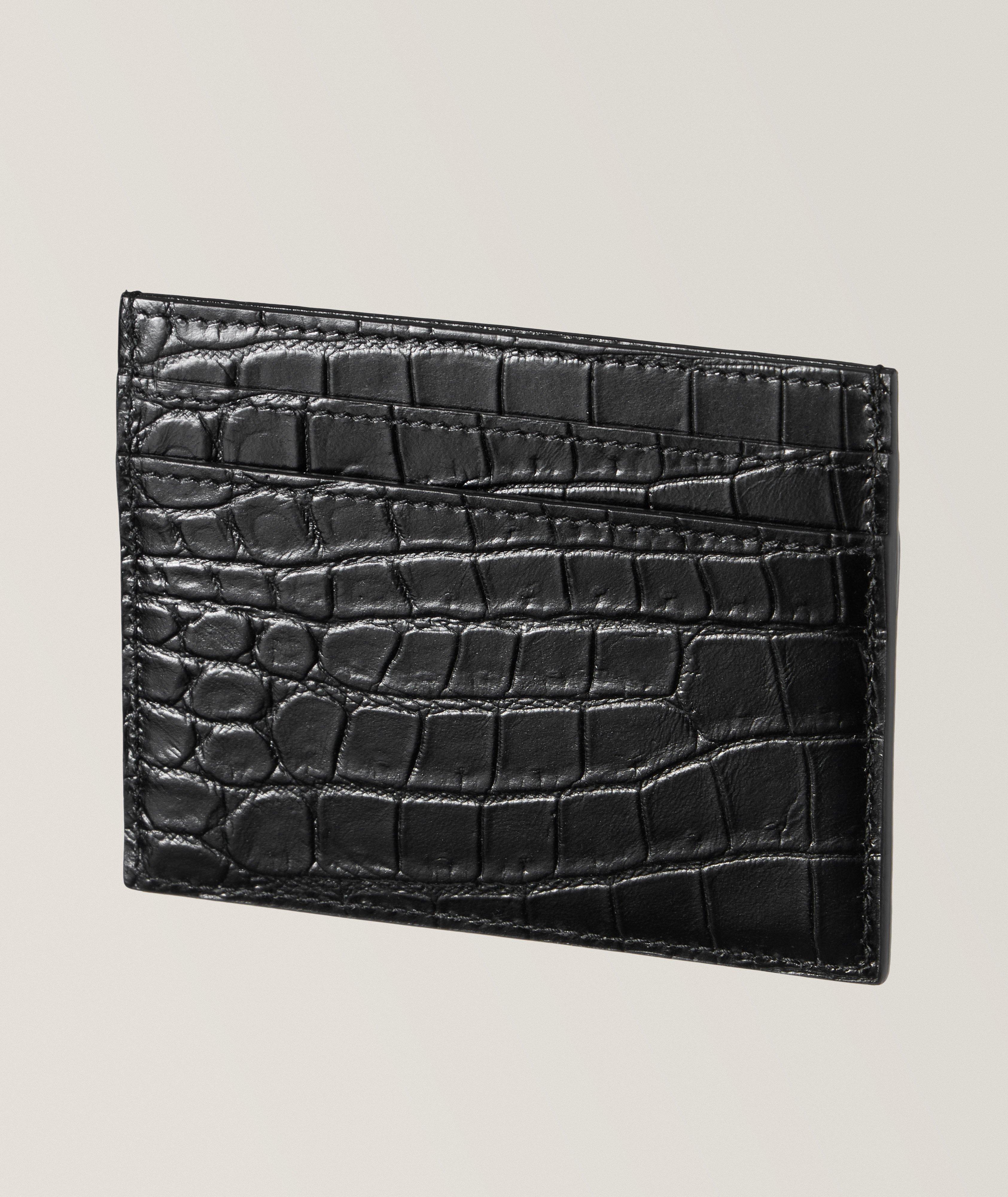 Crocodile Print Calfskin Leather Card Holder  image 1